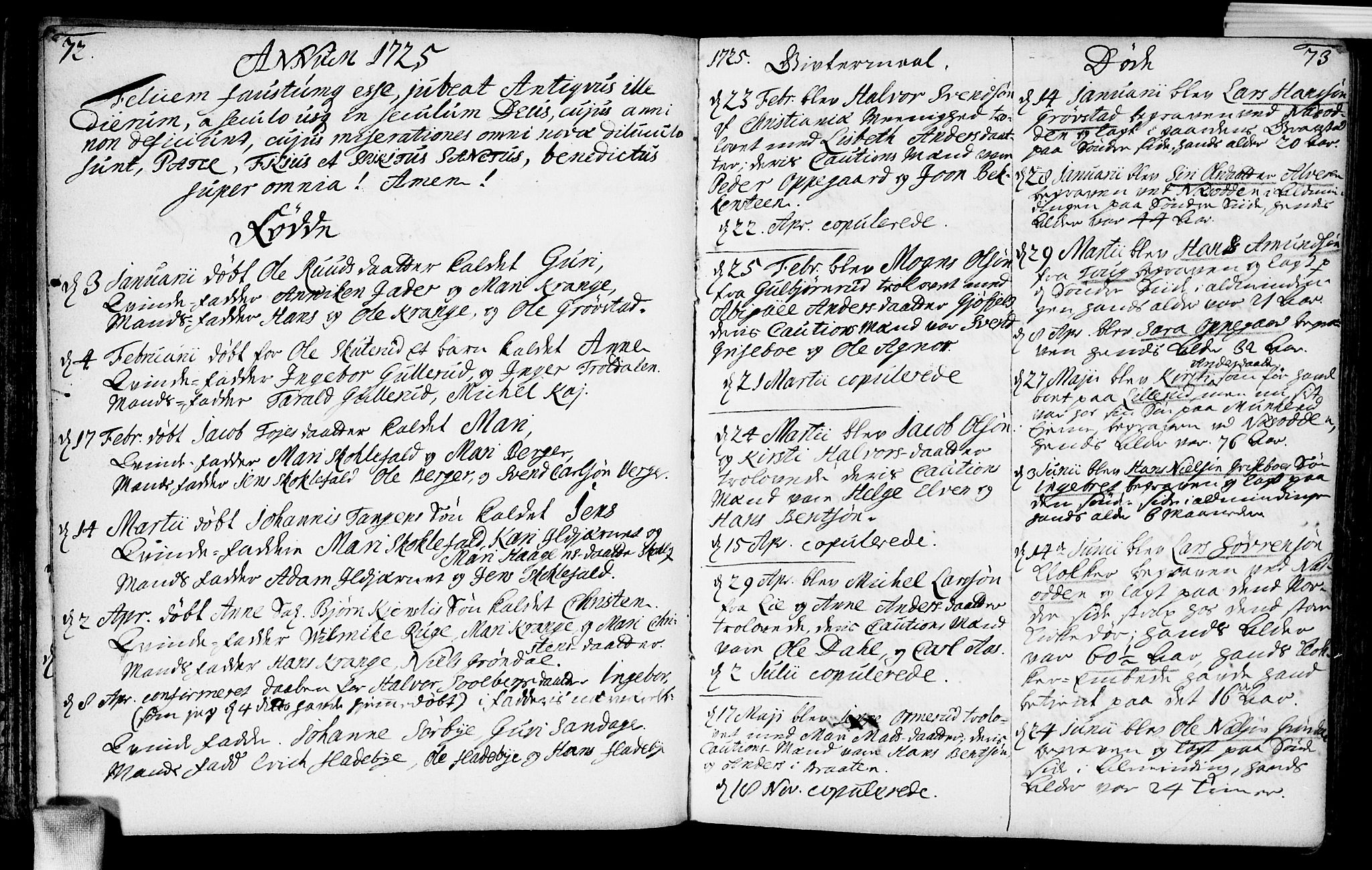 Nesodden prestekontor Kirkebøker, AV/SAO-A-10013/F/Fa/L0001: Ministerialbok nr. I 1, 1709-1750, s. 72-73