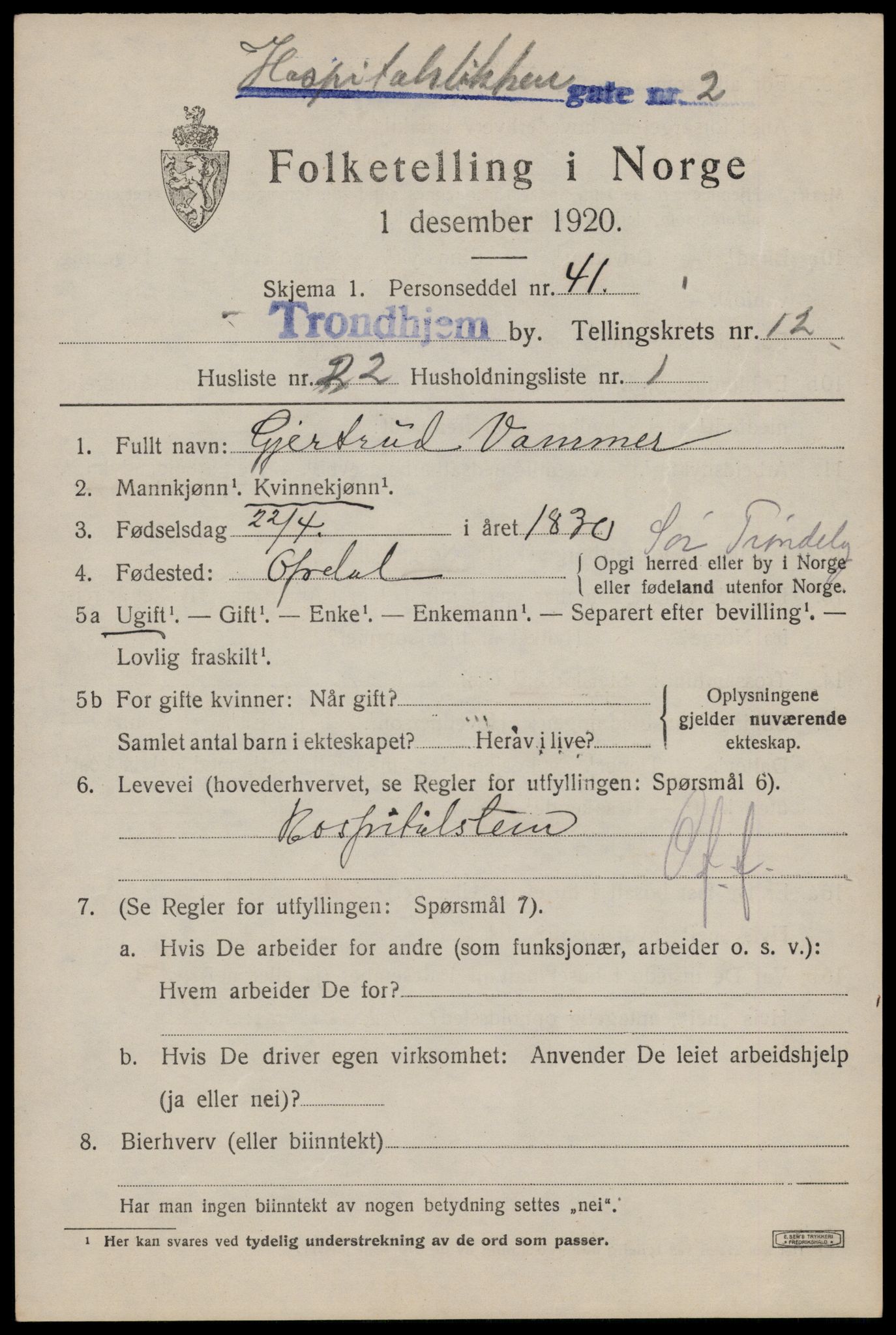 SAT, Folketelling 1920 for 1601 Trondheim kjøpstad, 1920, s. 47994