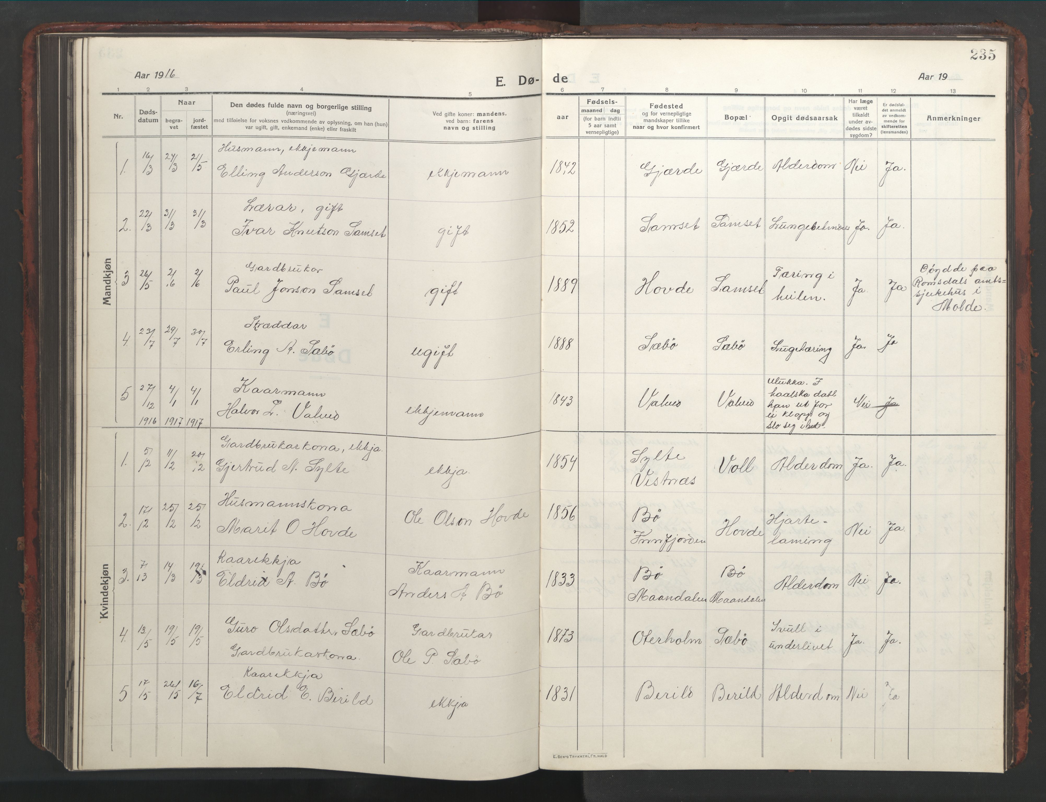 Ministerialprotokoller, klokkerbøker og fødselsregistre - Møre og Romsdal, AV/SAT-A-1454/543/L0565: Klokkerbok nr. 543C03, 1916-1955, s. 235