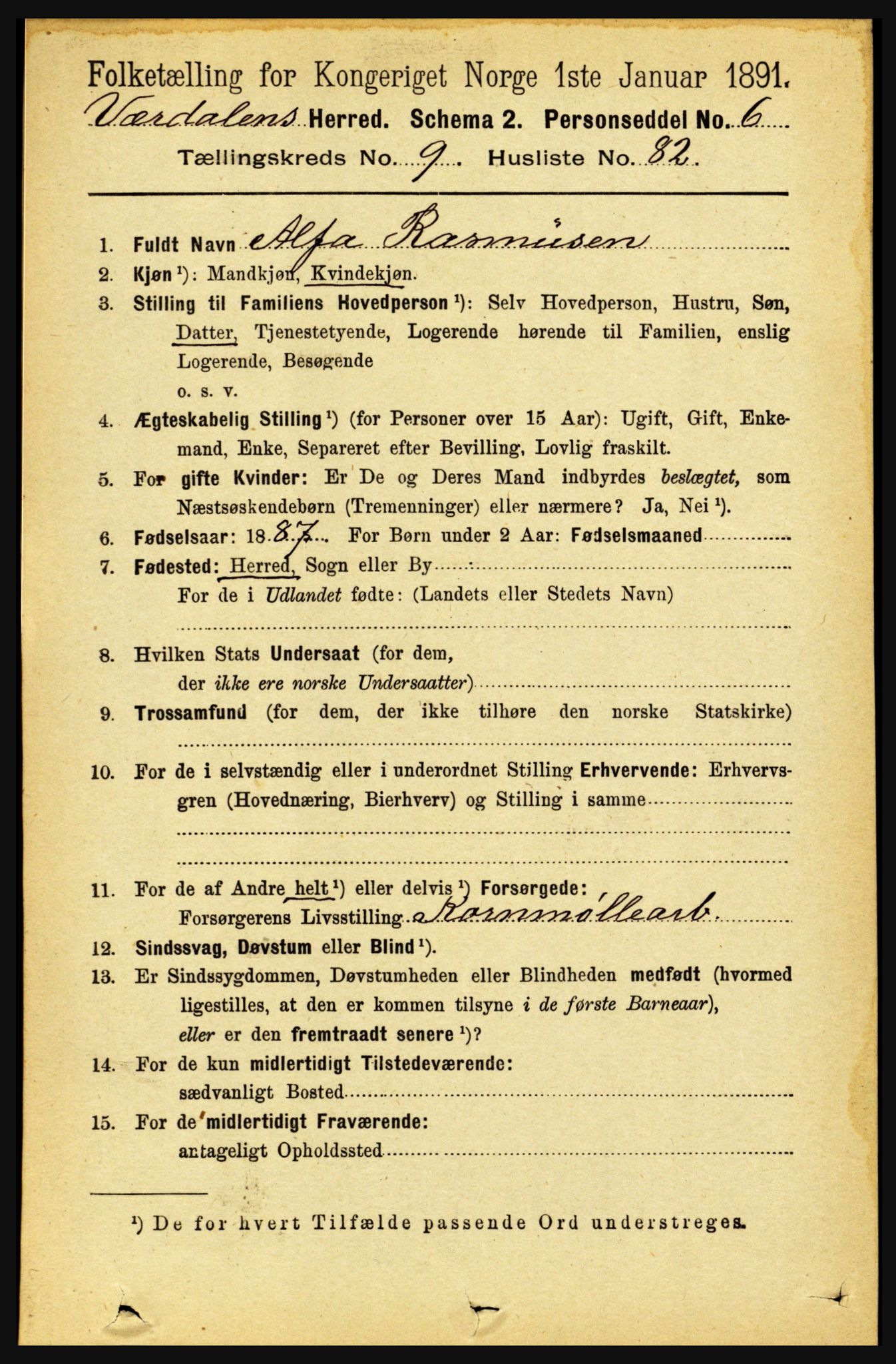 RA, Folketelling 1891 for 1721 Verdal herred, 1891, s. 5531