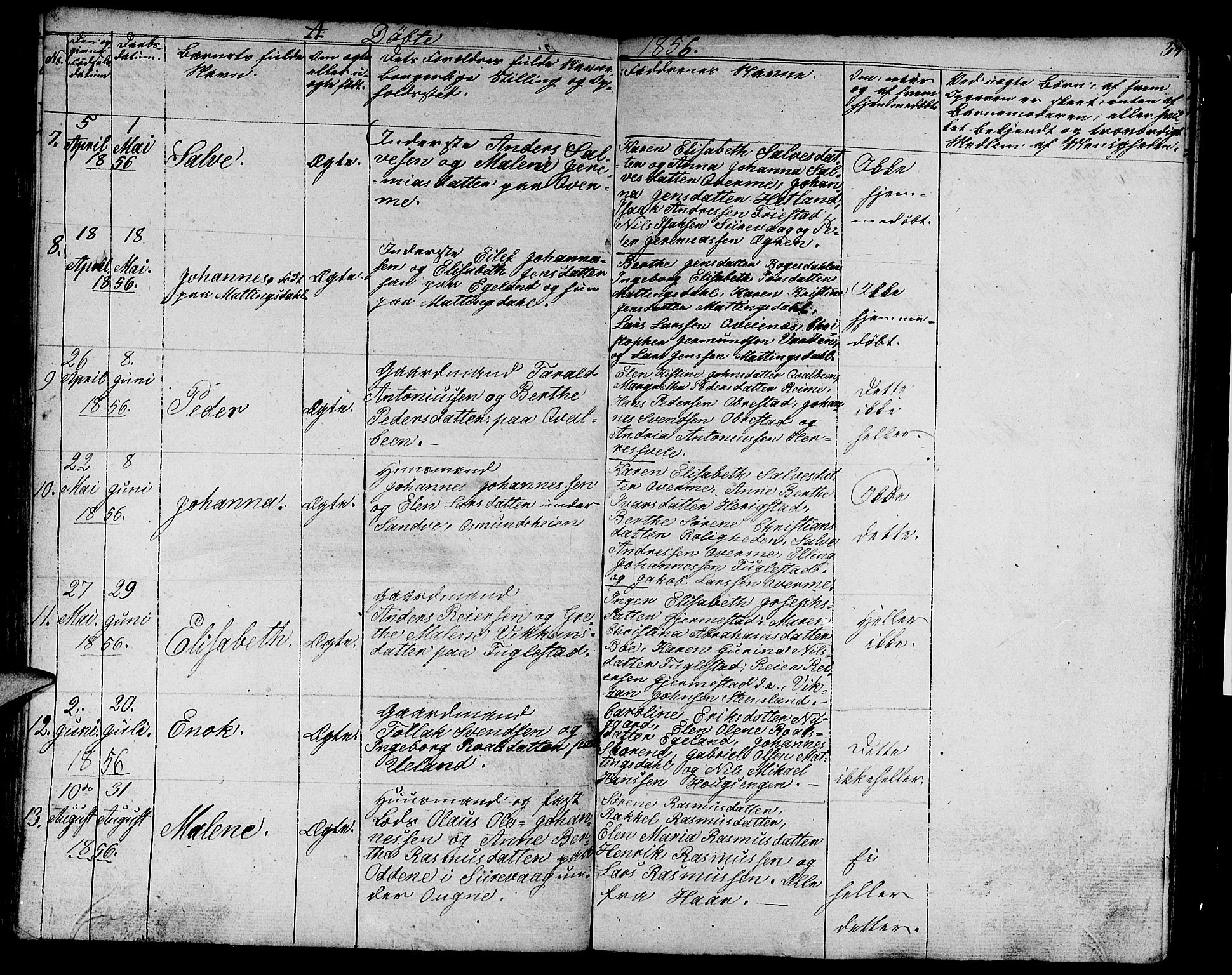 Eigersund sokneprestkontor, SAST/A-101807/S09/L0003: Klokkerbok nr. B 3, 1846-1875, s. 34