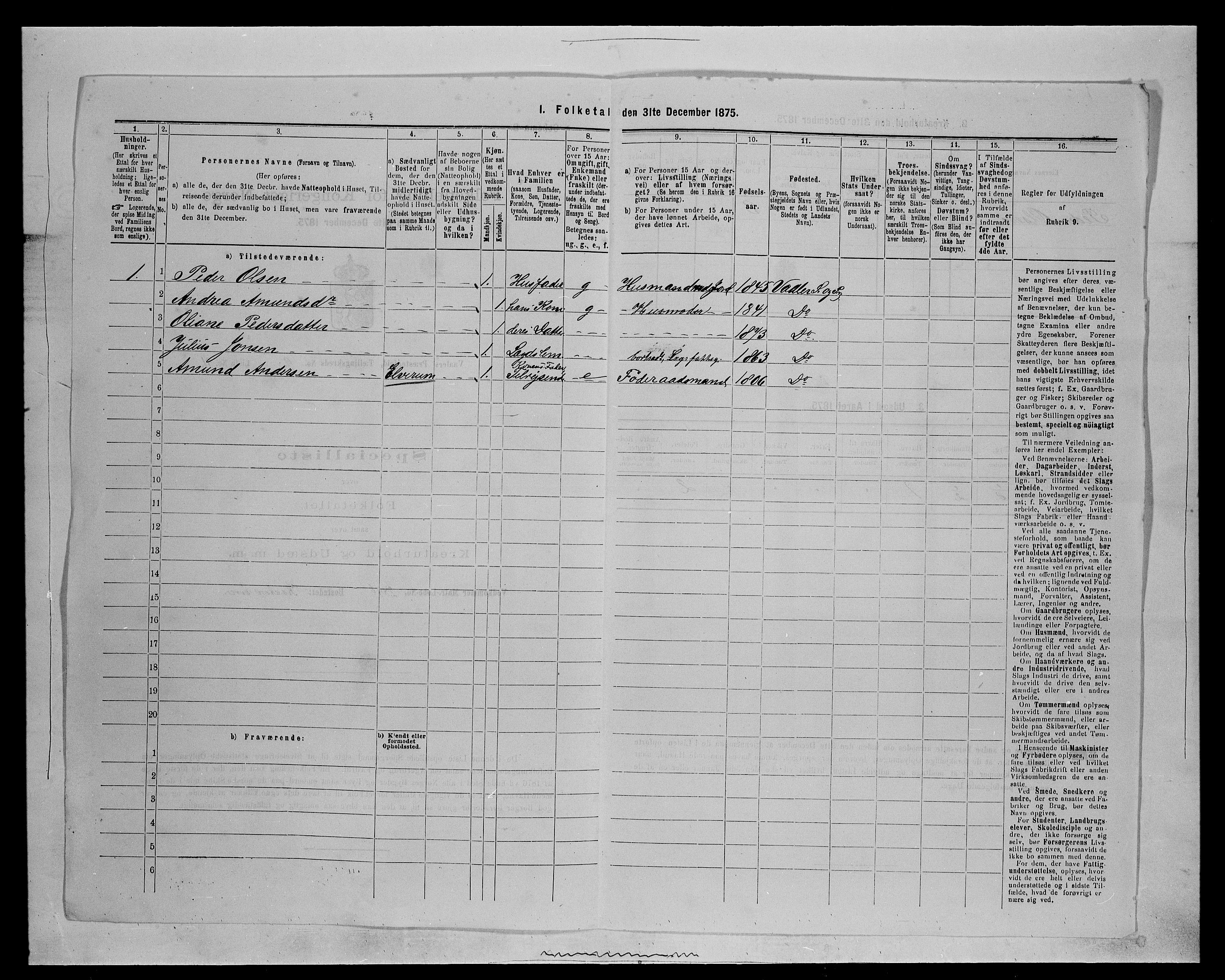 SAH, Folketelling 1875 for 0426P Våler prestegjeld (Hedmark), 1875, s. 1284