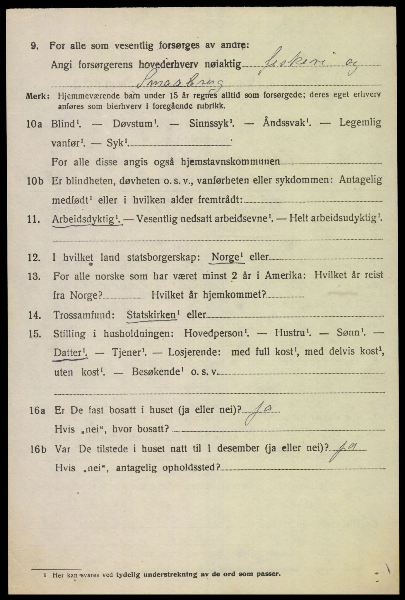 SAK, Folketelling 1920 for 1012 Oddernes herred, 1920, s. 2008