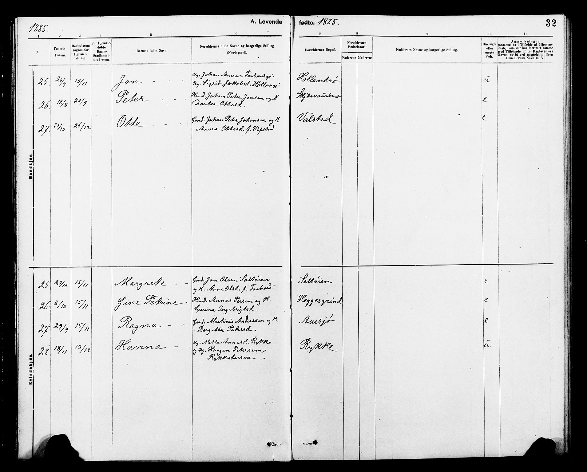 Ministerialprotokoller, klokkerbøker og fødselsregistre - Nord-Trøndelag, SAT/A-1458/712/L0103: Klokkerbok nr. 712C01, 1878-1917, s. 32