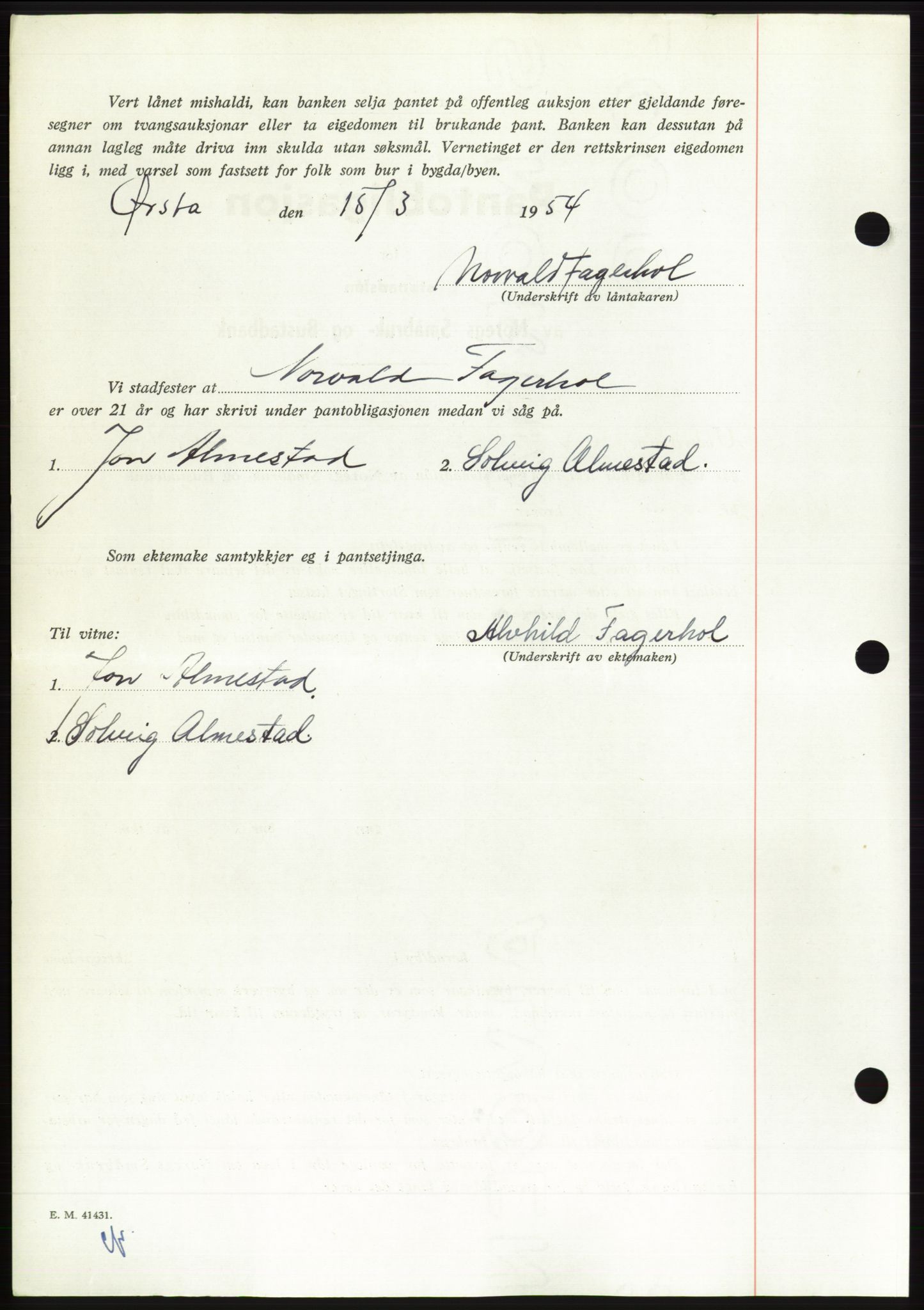 Søre Sunnmøre sorenskriveri, AV/SAT-A-4122/1/2/2C/L0124: Pantebok nr. 12B, 1953-1954, Dagboknr: 645/1954