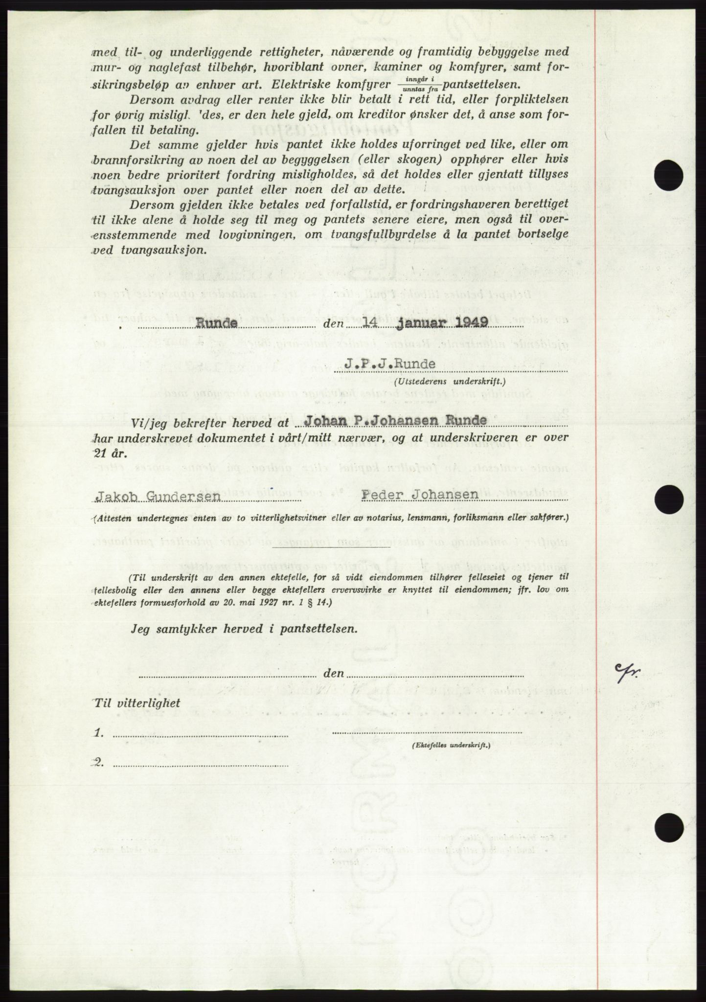 Søre Sunnmøre sorenskriveri, AV/SAT-A-4122/1/2/2C/L0116: Pantebok nr. 4B, 1948-1949, Dagboknr: 242/1949