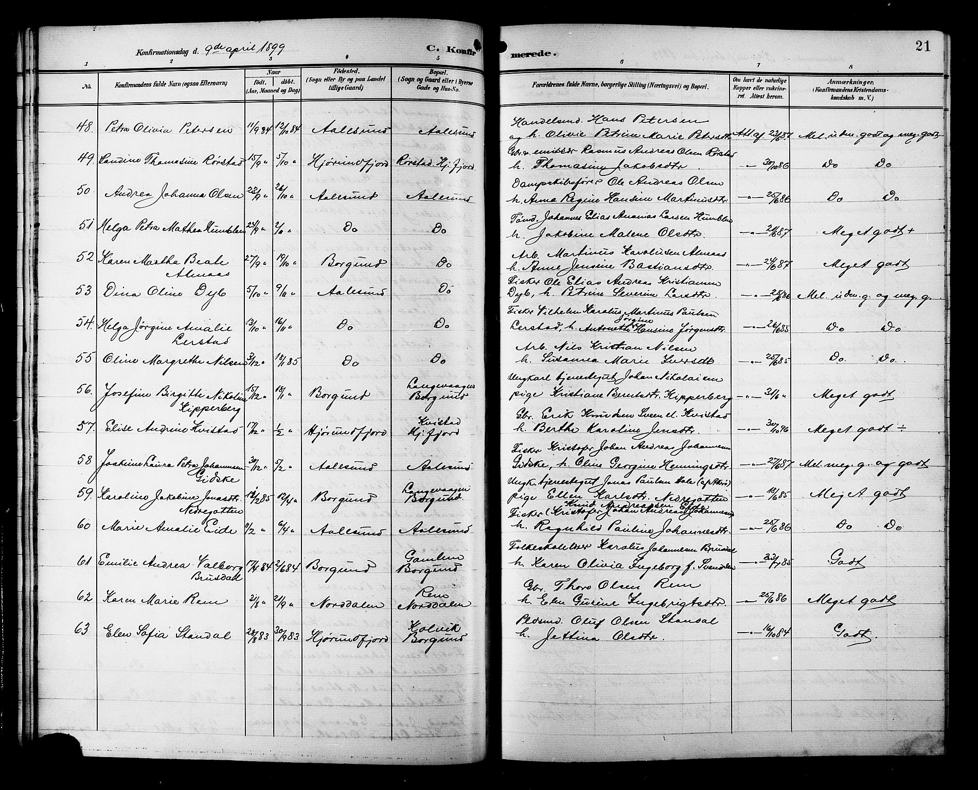 Ministerialprotokoller, klokkerbøker og fødselsregistre - Møre og Romsdal, AV/SAT-A-1454/529/L0469: Klokkerbok nr. 529C06, 1898-1906, s. 21