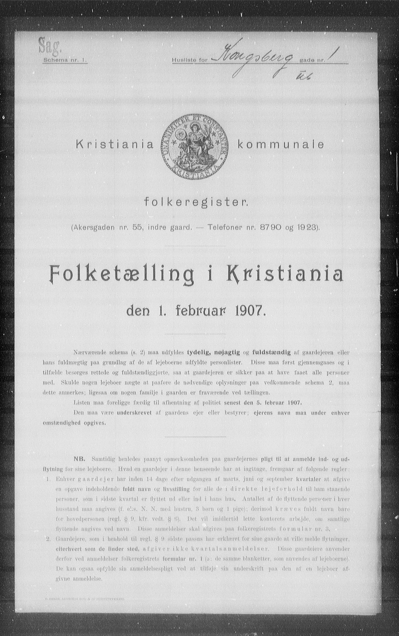 OBA, Kommunal folketelling 1.2.1907 for Kristiania kjøpstad, 1907, s. 26838