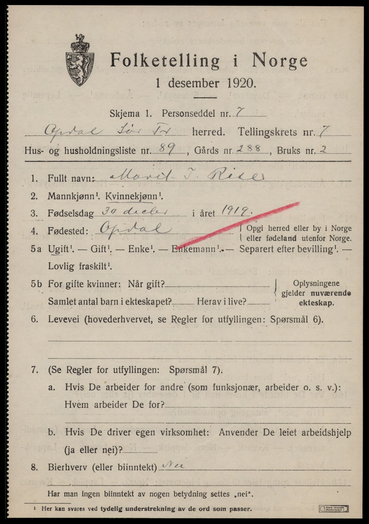 SAT, Folketelling 1920 for 1634 Oppdal herred, 1920, s. 6753