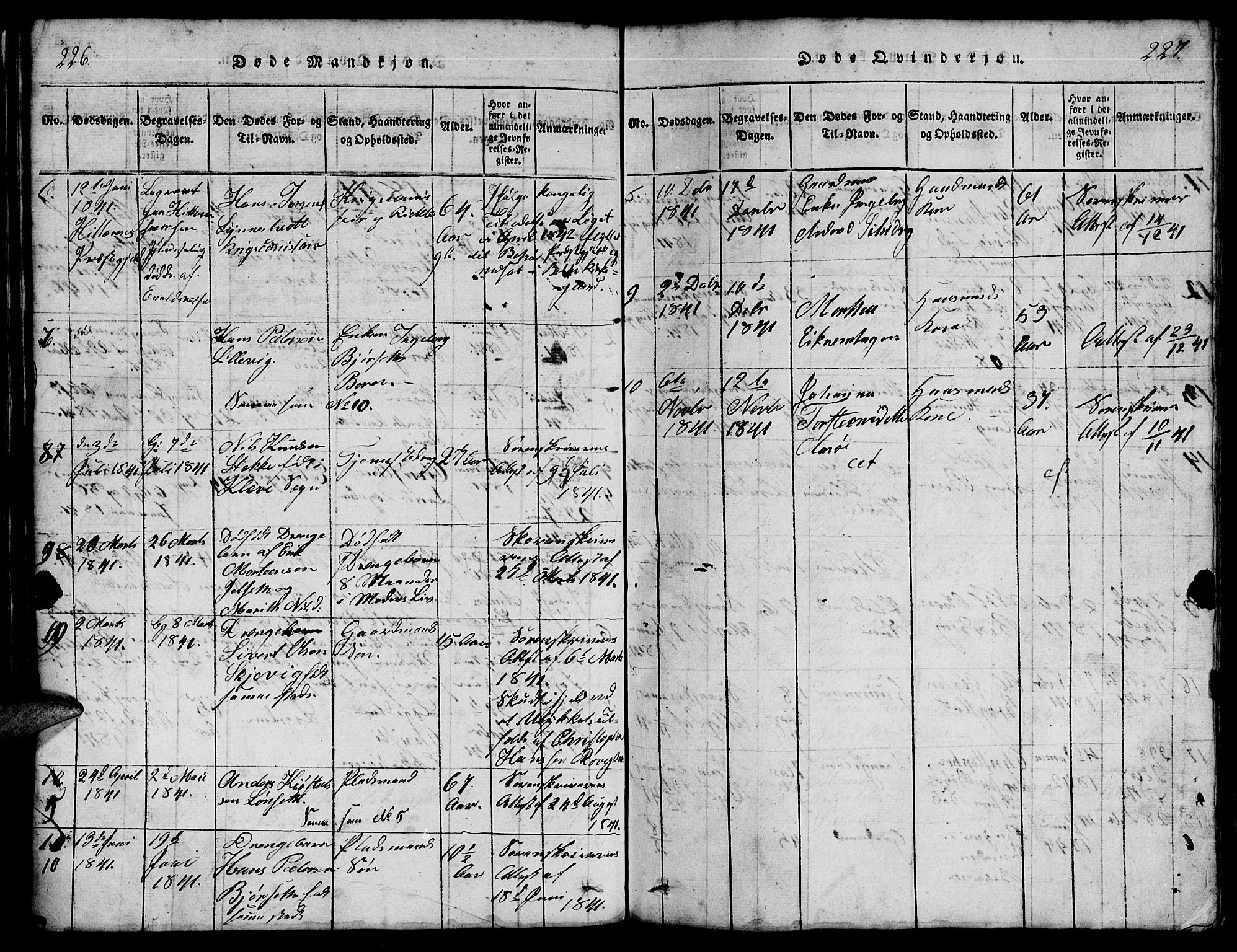 Ministerialprotokoller, klokkerbøker og fødselsregistre - Møre og Romsdal, AV/SAT-A-1454/555/L0665: Klokkerbok nr. 555C01, 1818-1868, s. 226-227