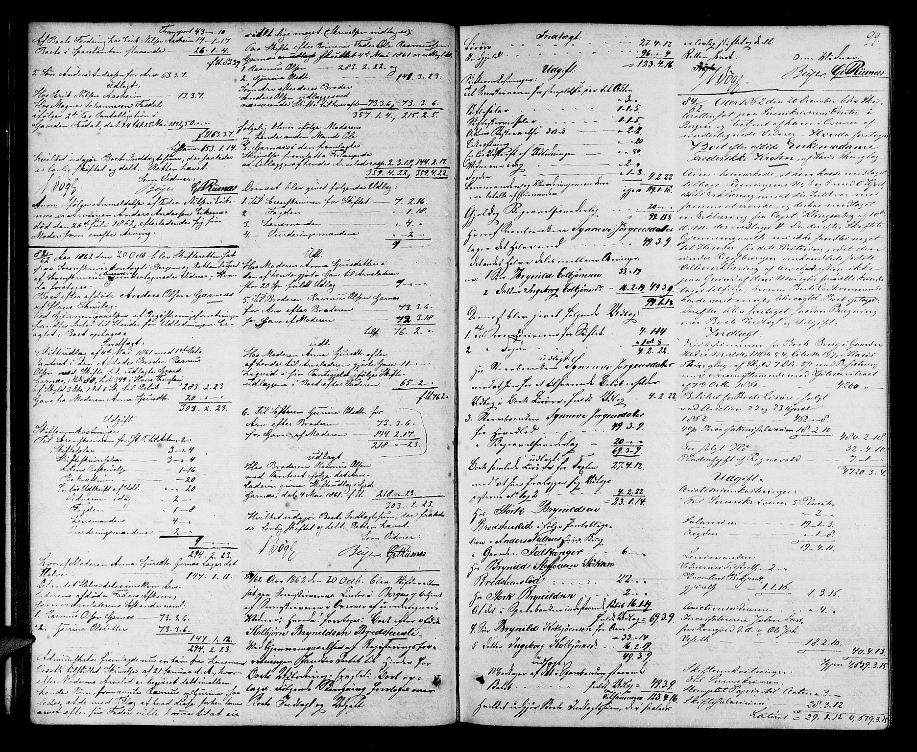 Nordhordland sorenskrivar, AV/SAB-A-2901/1/H/Hd/Hda/L0006: Skifteutlodningsprotokollar, 1862-1869, s. 98-99