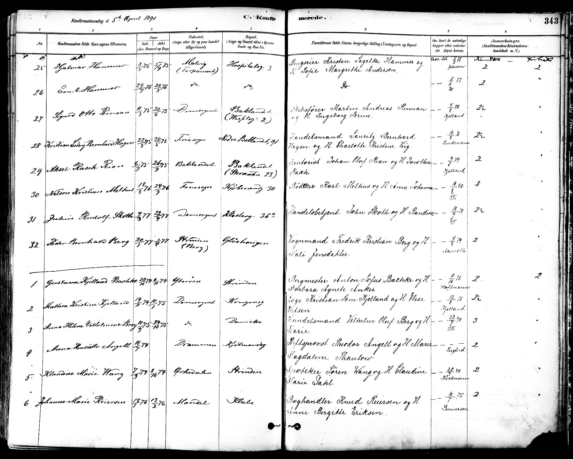 Ministerialprotokoller, klokkerbøker og fødselsregistre - Sør-Trøndelag, SAT/A-1456/601/L0057: Ministerialbok nr. 601A25, 1877-1891, s. 343