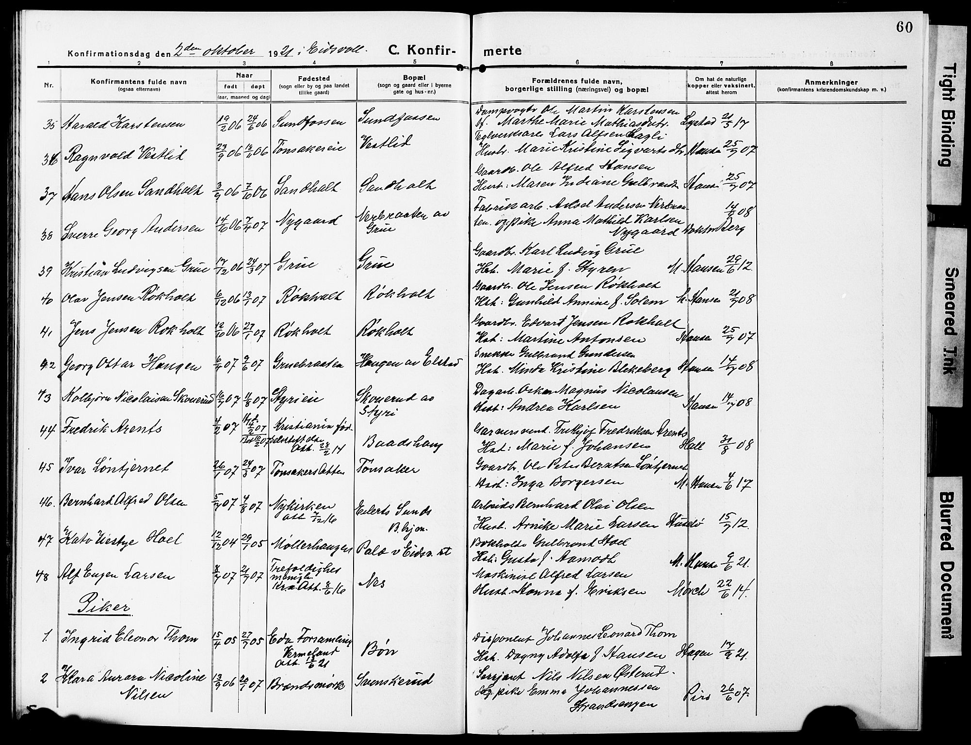 Eidsvoll prestekontor Kirkebøker, AV/SAO-A-10888/G/Ga/L0009: Klokkerbok nr. I 9, 1914-1927, s. 60