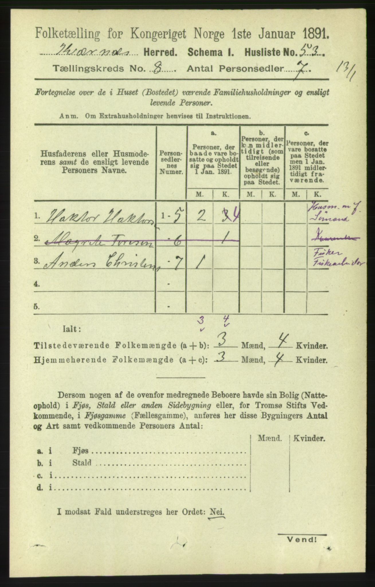 RA, Folketelling 1891 for 1553 Kvernes herred, 1891, s. 3509