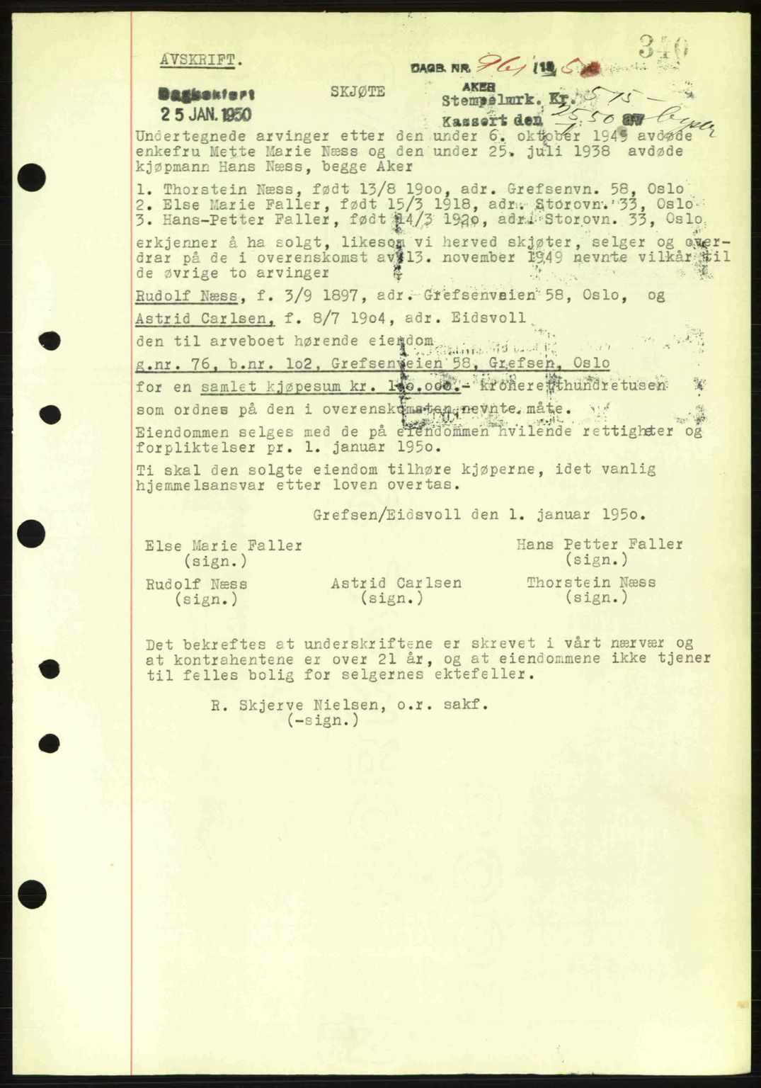 Oslo byskriverembete, AV/SAO-A-10227/G/Gb/Gbd/Gbda/L0017: Pantebok nr. A215, 1949-1950, Dagboknr: 861/1950