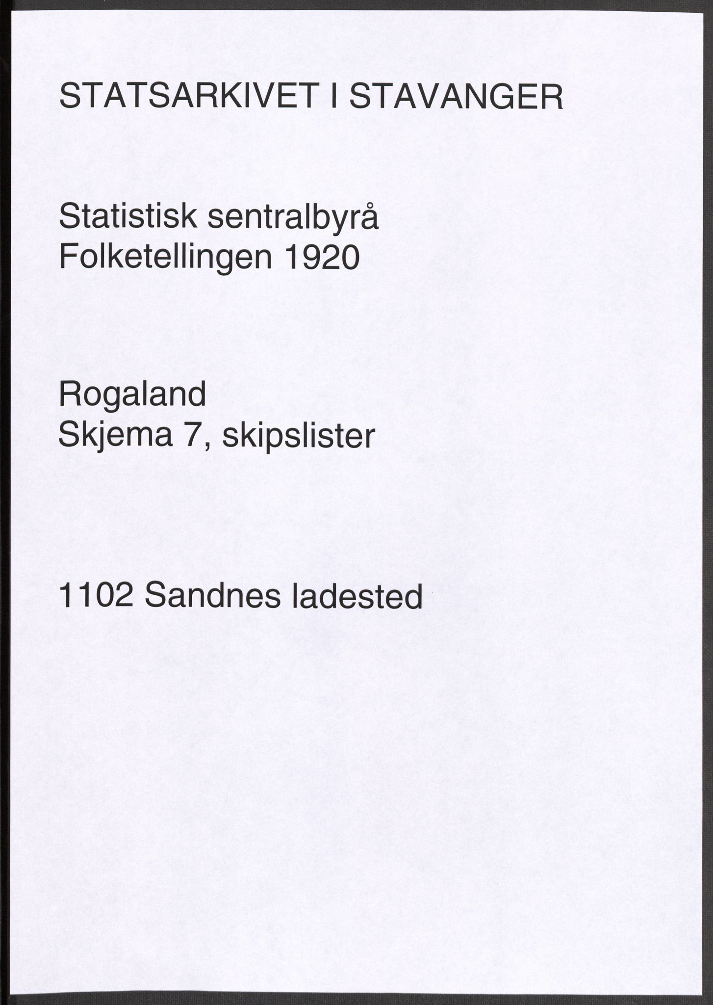 SAST, Folketelling 1920 for 1102 Sandnes ladested, 1920, s. 8164