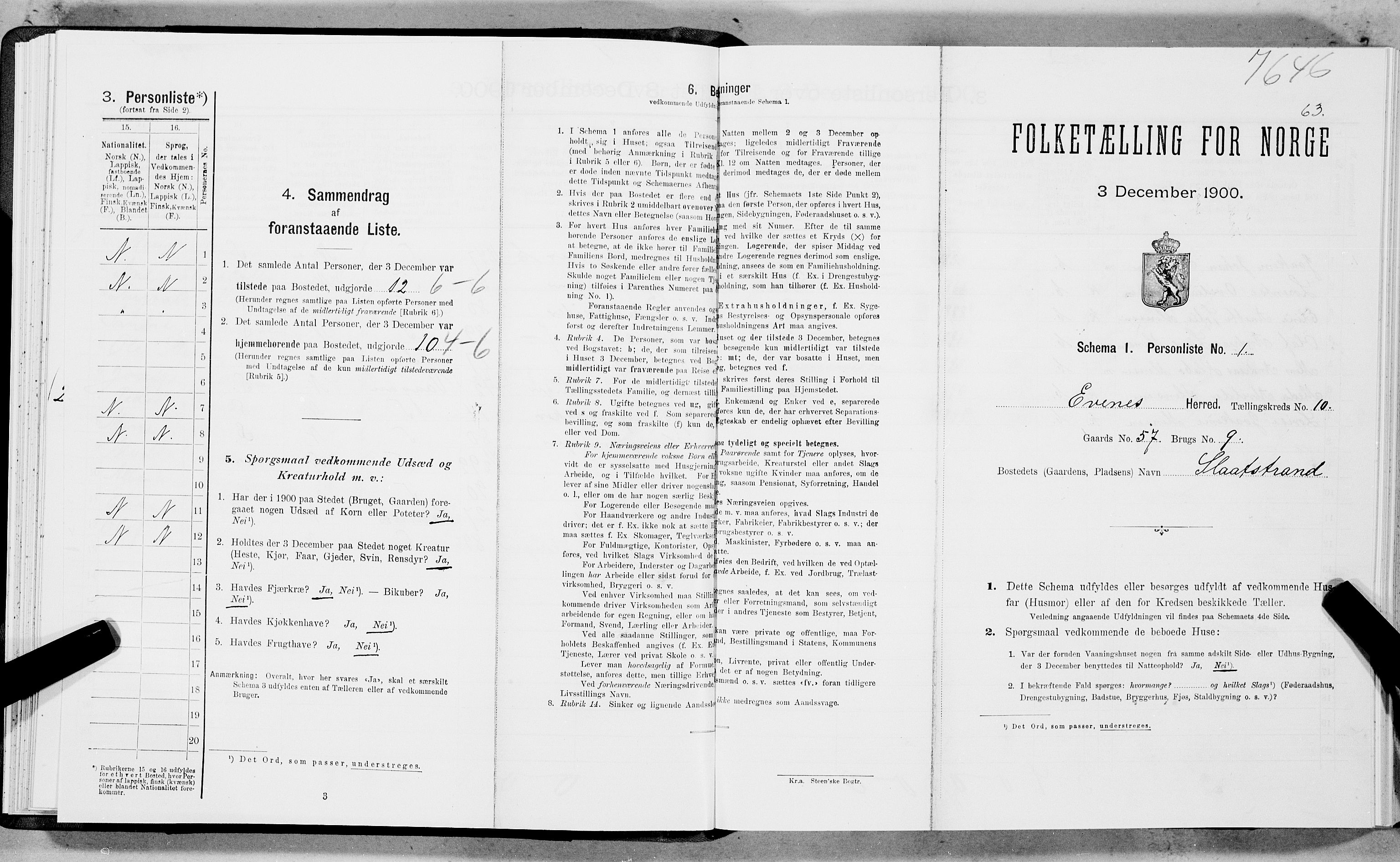 SAT, Folketelling 1900 for 1853 Evenes herred, 1900, s. 758