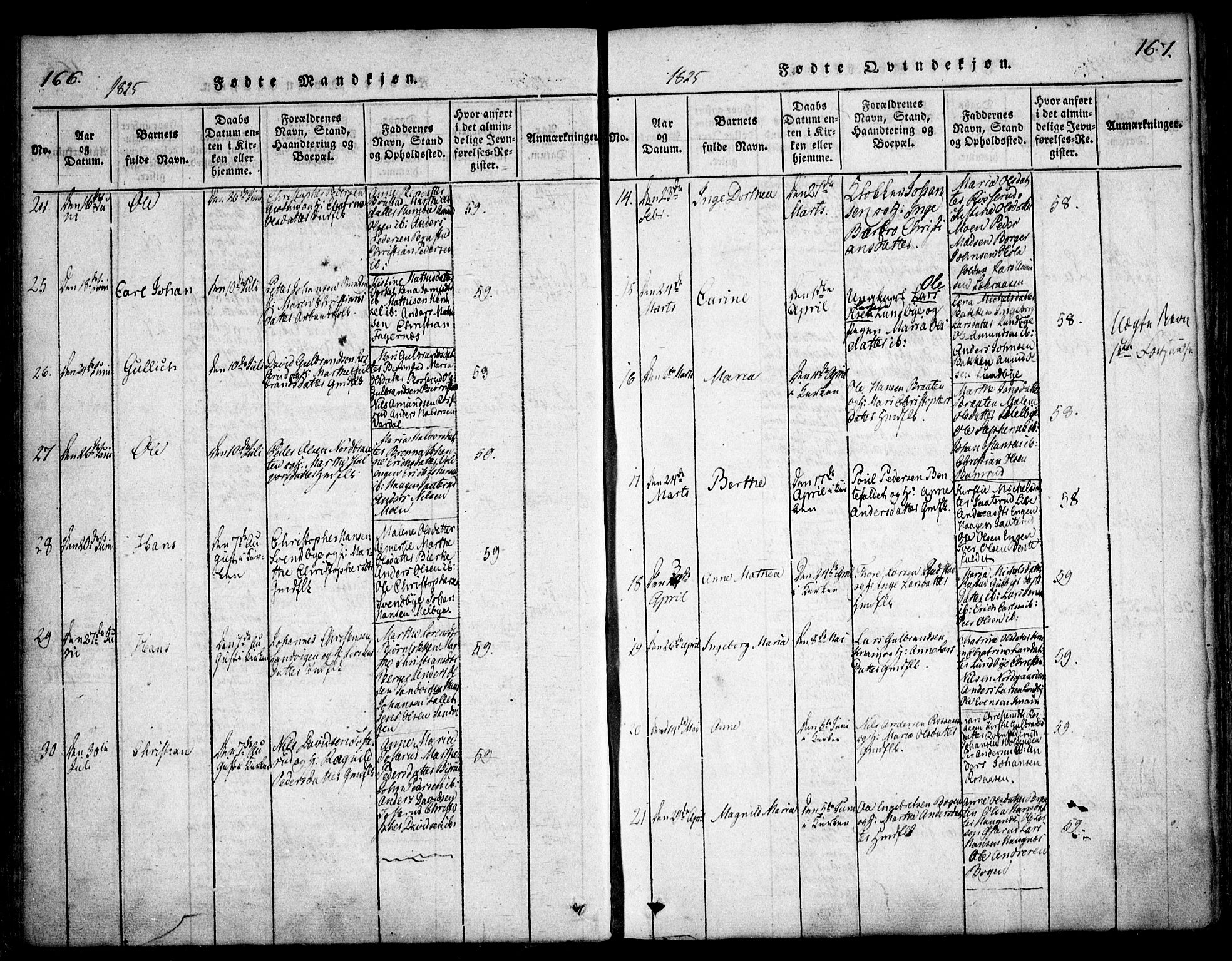 Hurdal prestekontor Kirkebøker, AV/SAO-A-10889/F/Fa/L0003: Ministerialbok nr. I 3, 1815-1828, s. 166-167