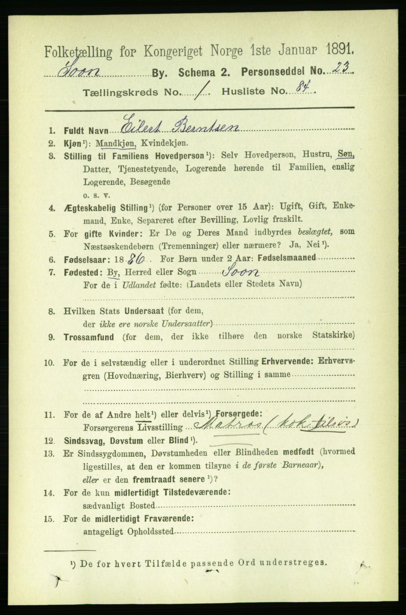 RA, Folketelling 1891 for 0201 Son ladested, 1891, s. 625