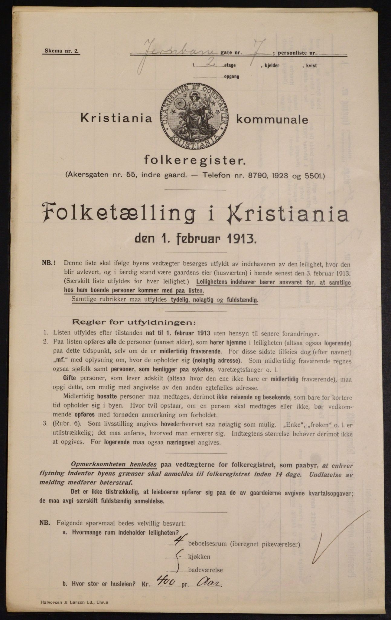 OBA, Kommunal folketelling 1.2.1913 for Kristiania, 1913, s. 46561