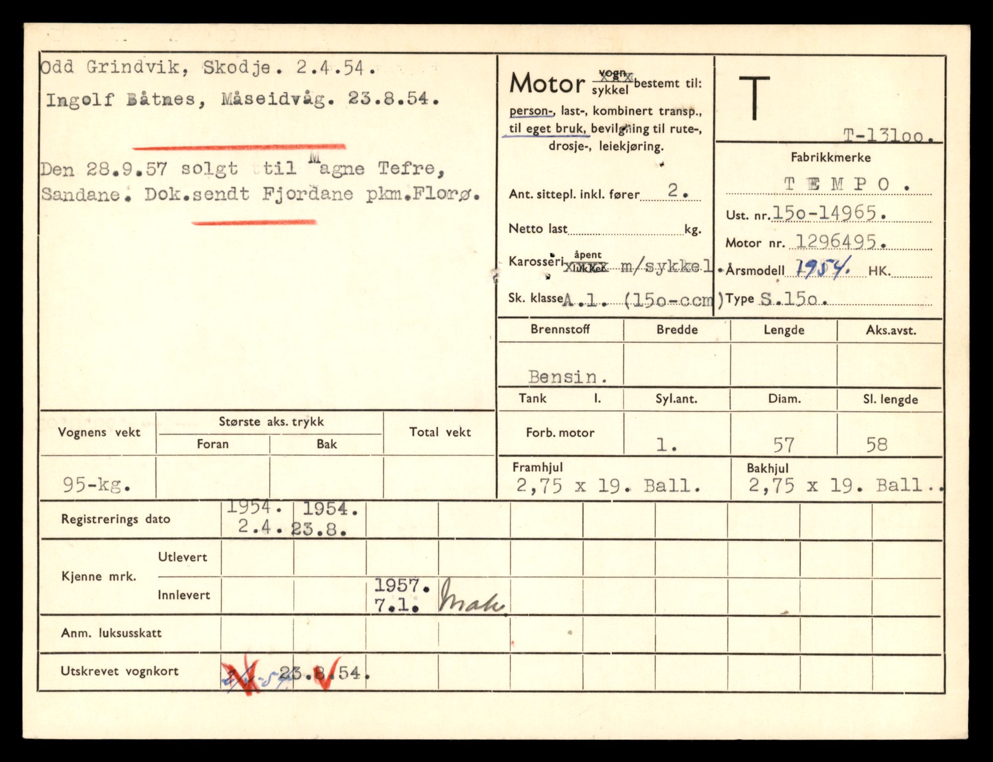 Møre og Romsdal vegkontor - Ålesund trafikkstasjon, AV/SAT-A-4099/F/Fe/L0037: Registreringskort for kjøretøy T 13031 - T 13179, 1927-1998, s. 1408