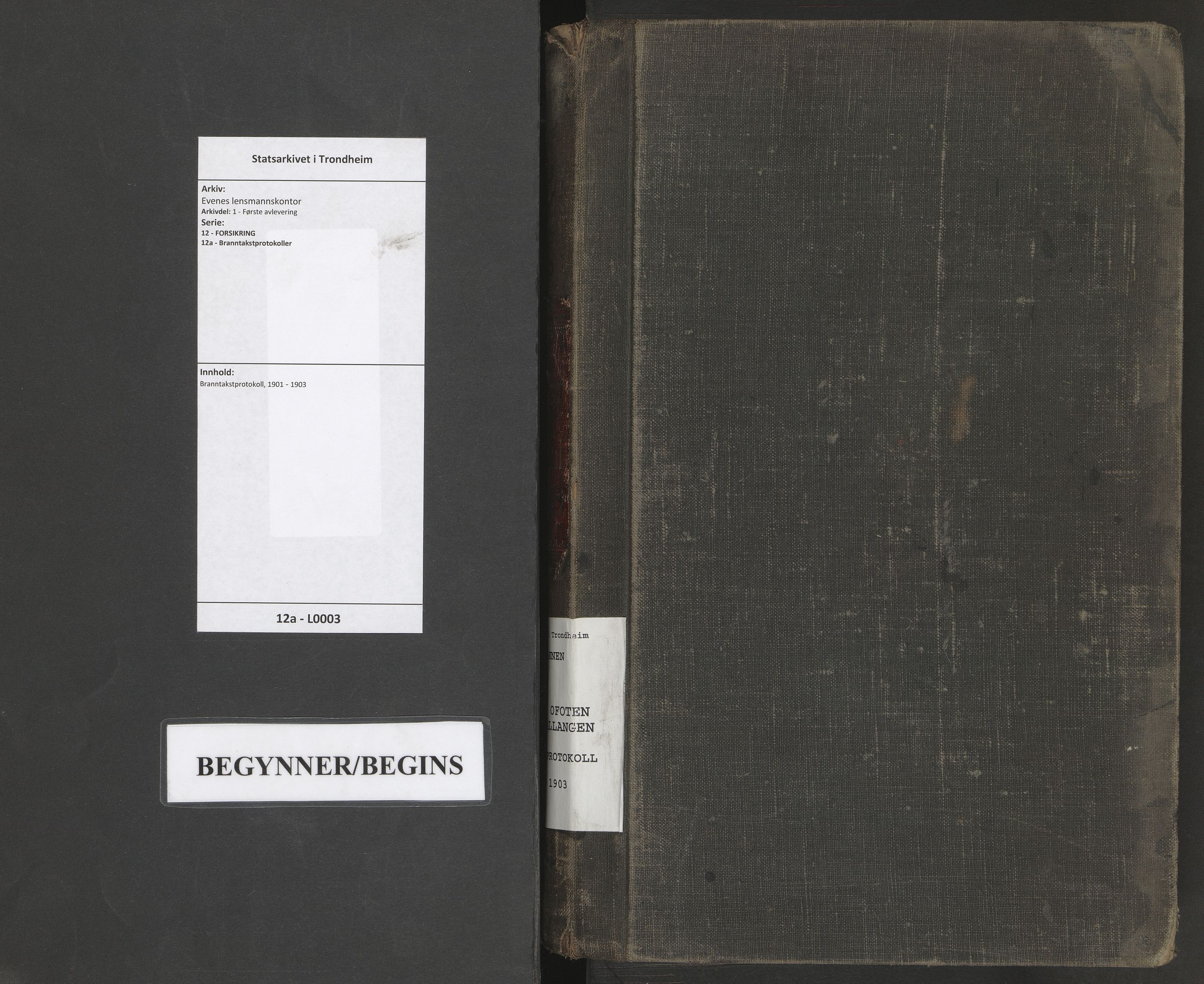 Evenes lensmannskontor, AV/SAT-A-5684/1/12/12a/L0003: Branntakstprotokoll, 1901-1903