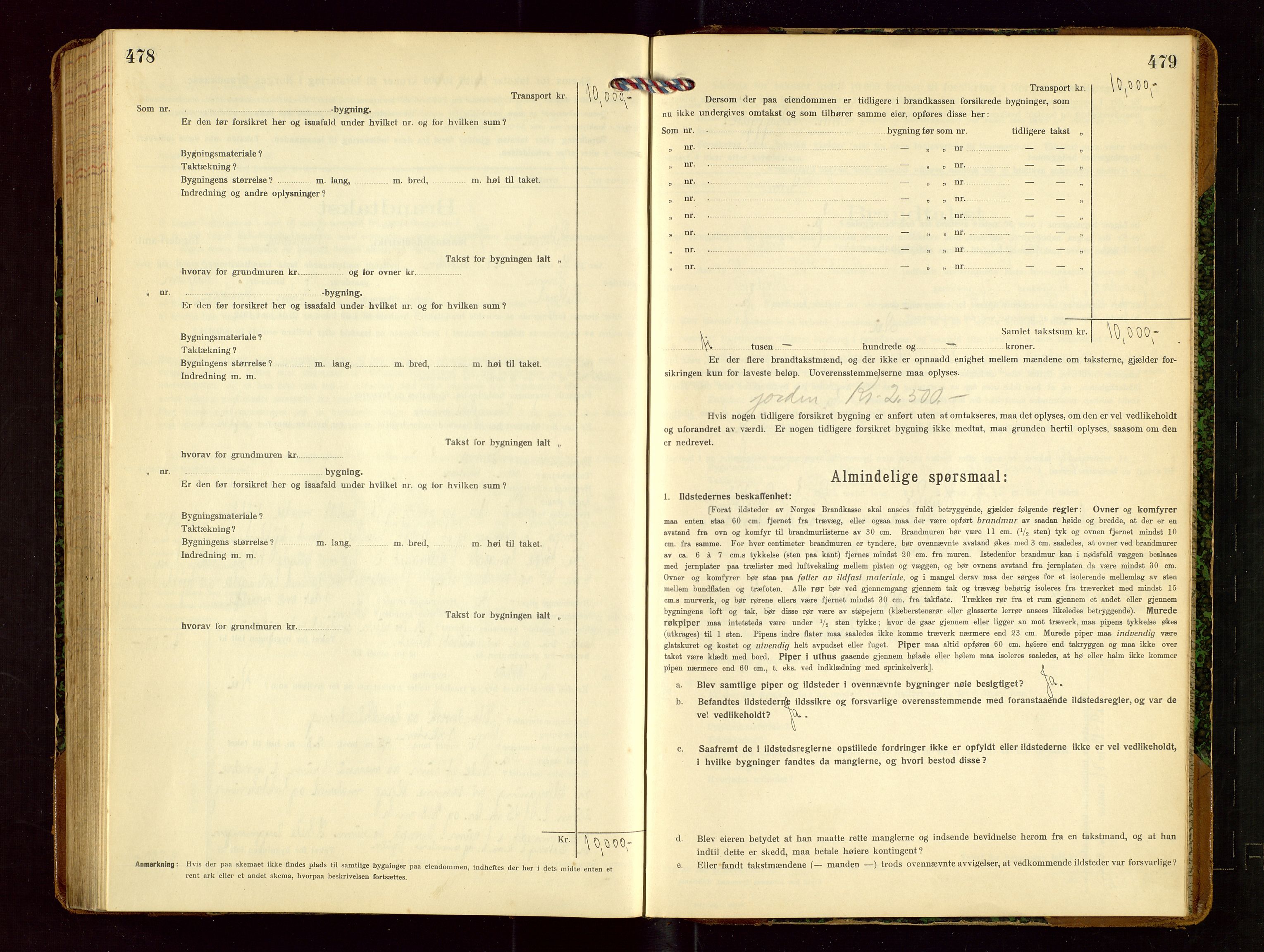 Hetland lensmannskontor, AV/SAST-A-100101/Gob/L0002: "Brandtakstprotokol", 1918-1932, s. 478-479