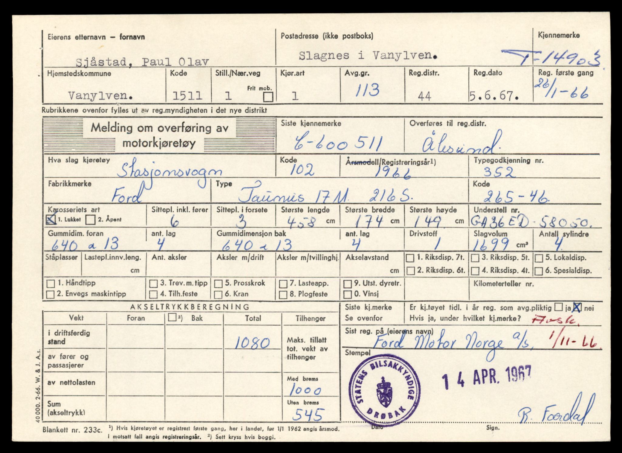 Møre og Romsdal vegkontor - Ålesund trafikkstasjon, AV/SAT-A-4099/F/Fe/L0049: Registreringskort for kjøretøy T 14864 - T 18613, 1927-1998, s. 921