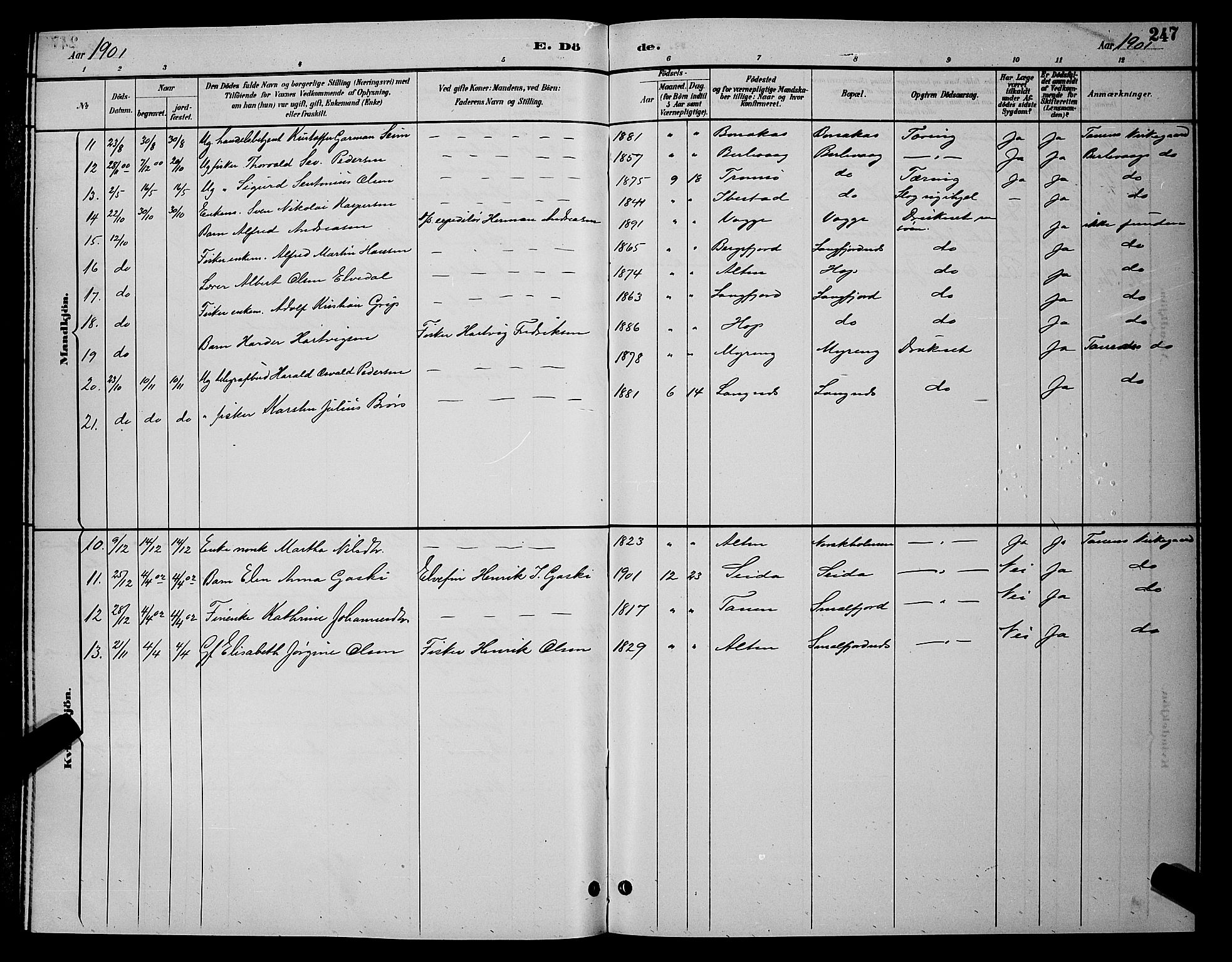 Tana sokneprestkontor, AV/SATØ-S-1334/H/Hb/L0004klokker: Klokkerbok nr. 4, 1890-1903, s. 247