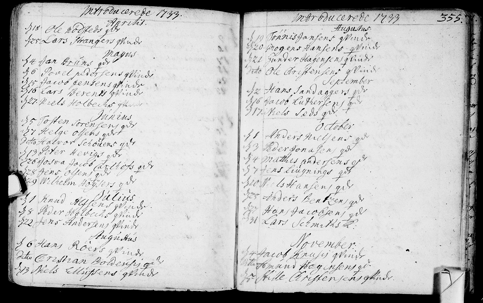Bragernes kirkebøker, SAKO/A-6/F/Fa/L0003: Ministerialbok nr. I 3, 1706-1734, s. 355