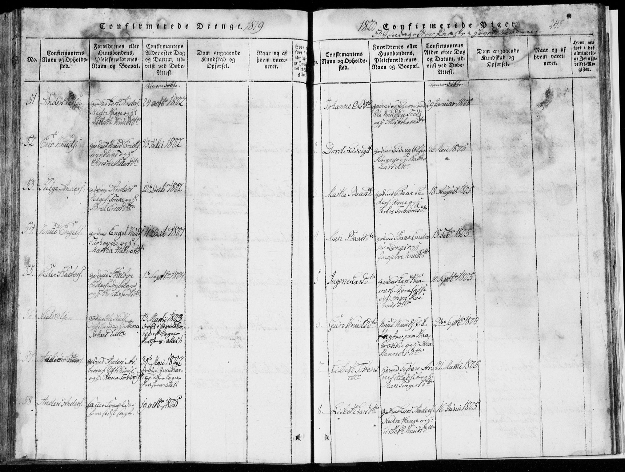 Strandebarm sokneprestembete, AV/SAB-A-78401/H/Hab: Klokkerbok nr. A  1, 1816-1826, s. 245