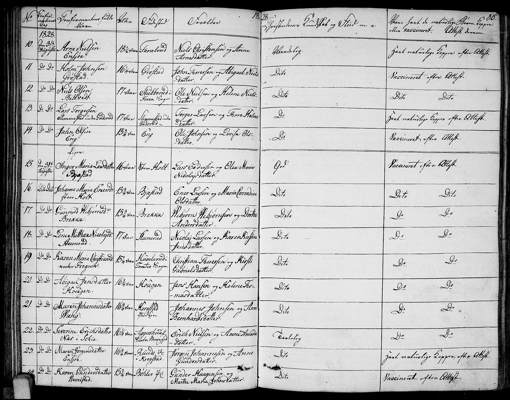 Kråkstad prestekontor Kirkebøker, SAO/A-10125a/F/Fa/L0004: Ministerialbok nr. I 4, 1825-1837, s. 85