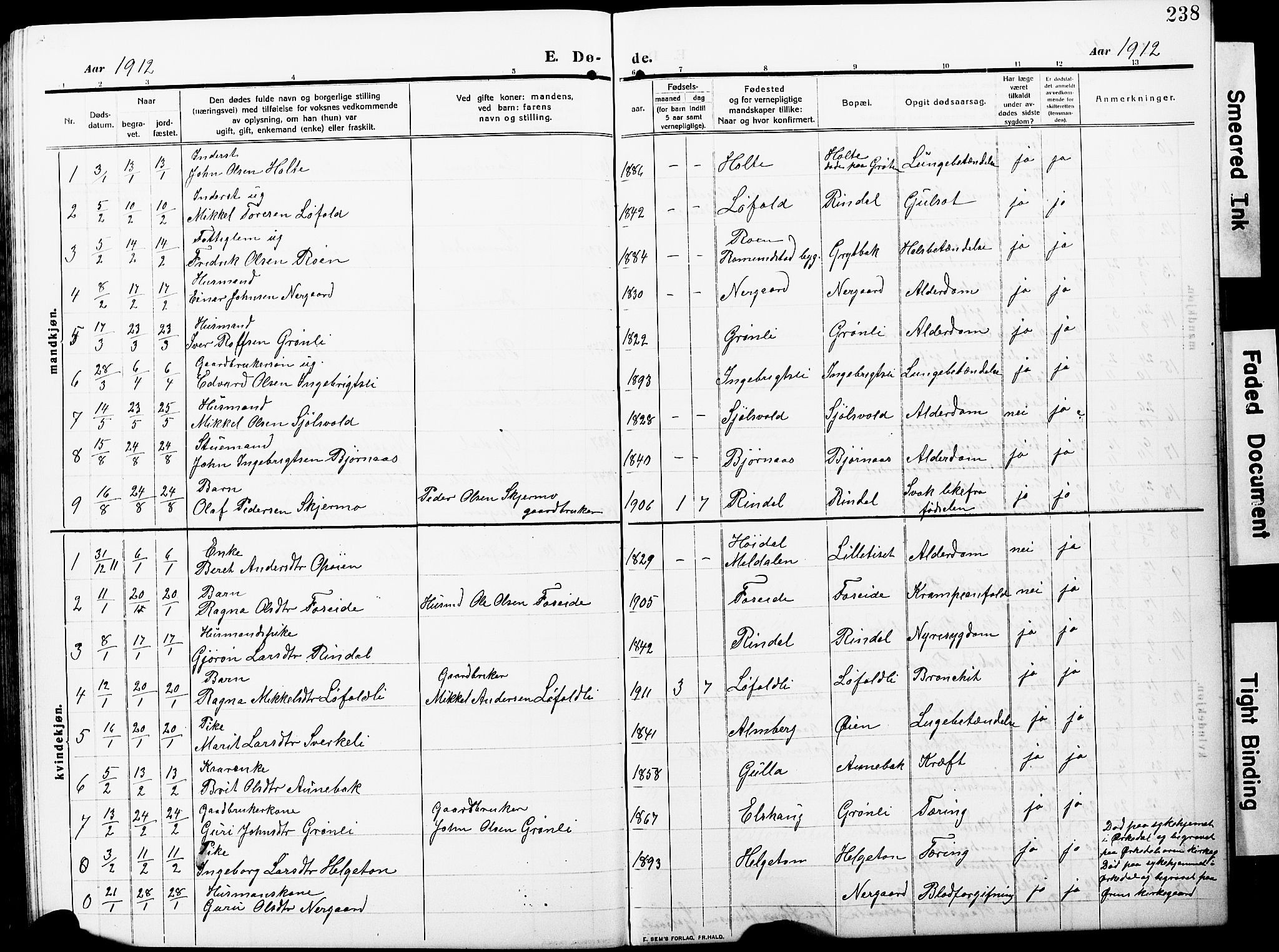 Ministerialprotokoller, klokkerbøker og fødselsregistre - Møre og Romsdal, AV/SAT-A-1454/598/L1079: Klokkerbok nr. 598C04, 1909-1927, s. 238