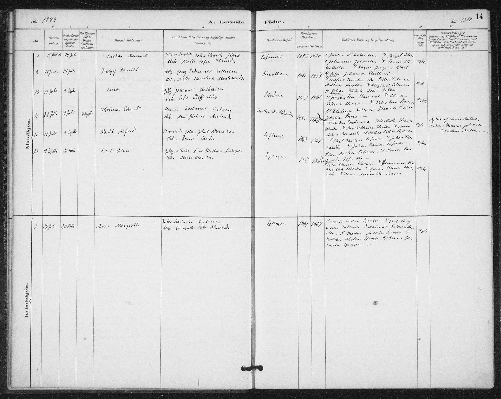 Ministerialprotokoller, klokkerbøker og fødselsregistre - Nord-Trøndelag, AV/SAT-A-1458/772/L0603: Ministerialbok nr. 772A01, 1885-1912, s. 14