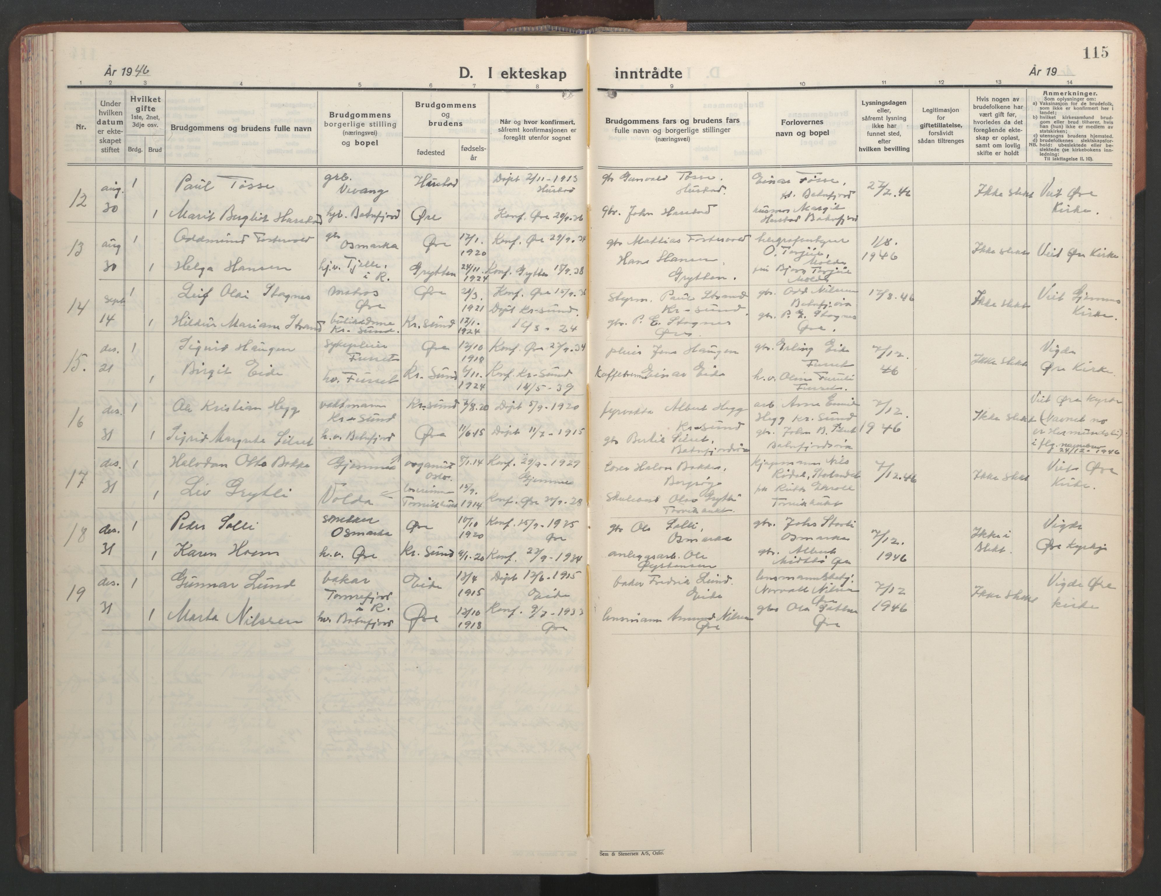 Ministerialprotokoller, klokkerbøker og fødselsregistre - Møre og Romsdal, AV/SAT-A-1454/584/L0971: Klokkerbok nr. 584C04, 1933-1946, s. 115