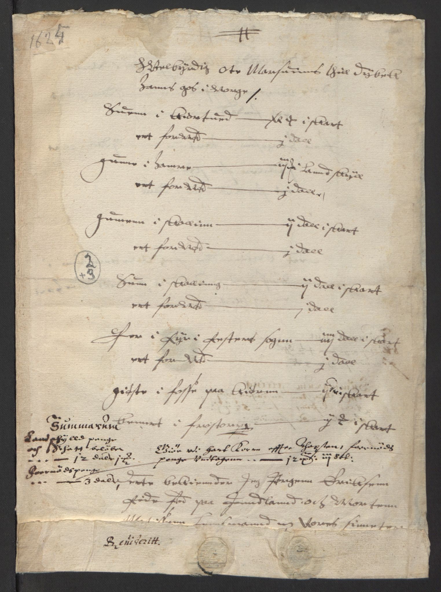 Stattholderembetet 1572-1771, AV/RA-EA-2870/Ek/L0007/0001: Jordebøker til utlikning av rosstjeneste 1624-1626: / Adelsjordebøker, 1624-1625, s. 284