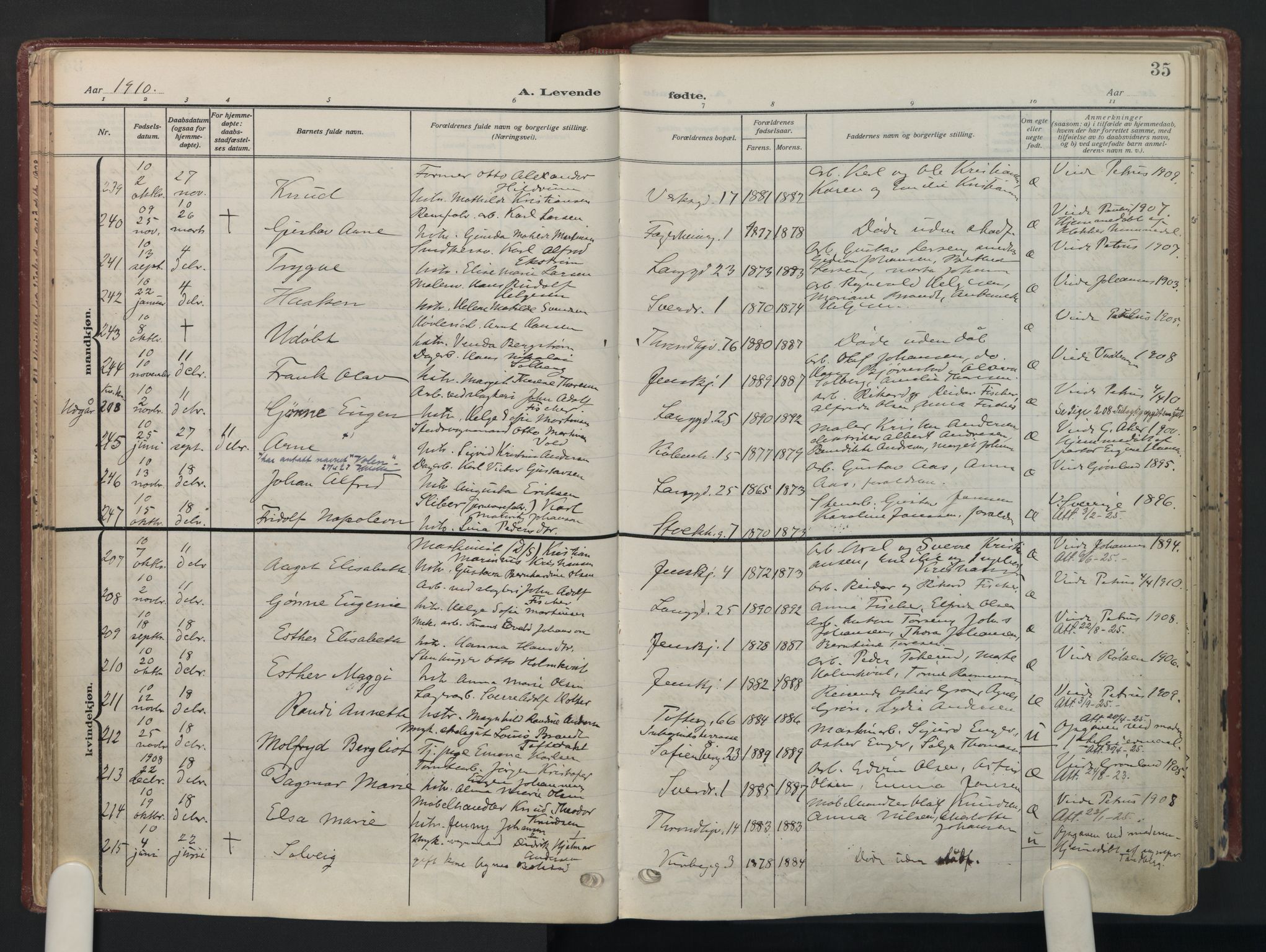Petrus prestekontor Kirkebøker, AV/SAO-A-10872/F/Fa/L0012: Ministerialbok nr. I 12, 1909-1936, s. 35