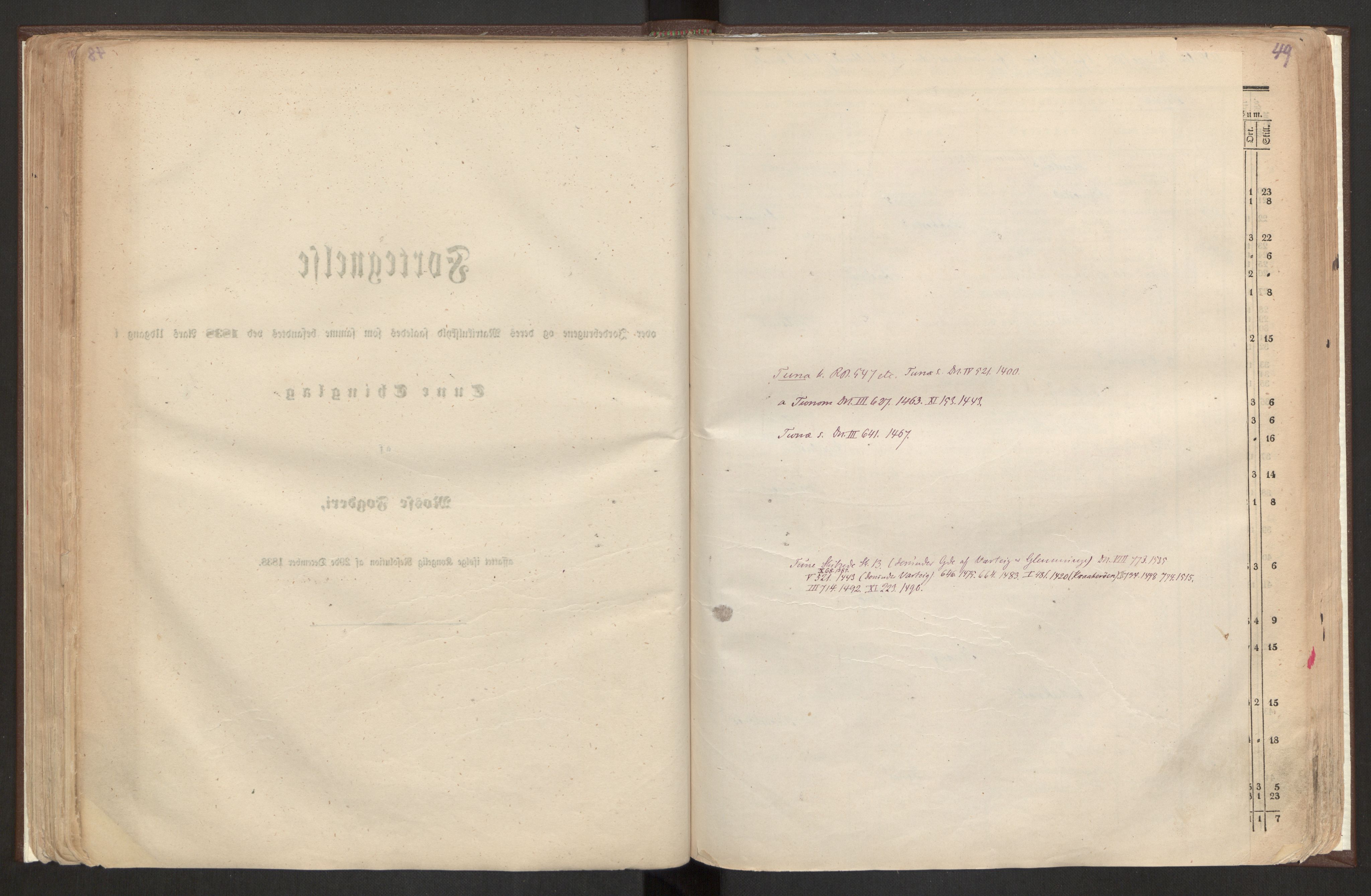 Rygh, AV/RA-PA-0034/F/Fb/L0001: Matrikkelen for 1838 - Smaalenes amt (Østfold fylke), 1838, s. 49a