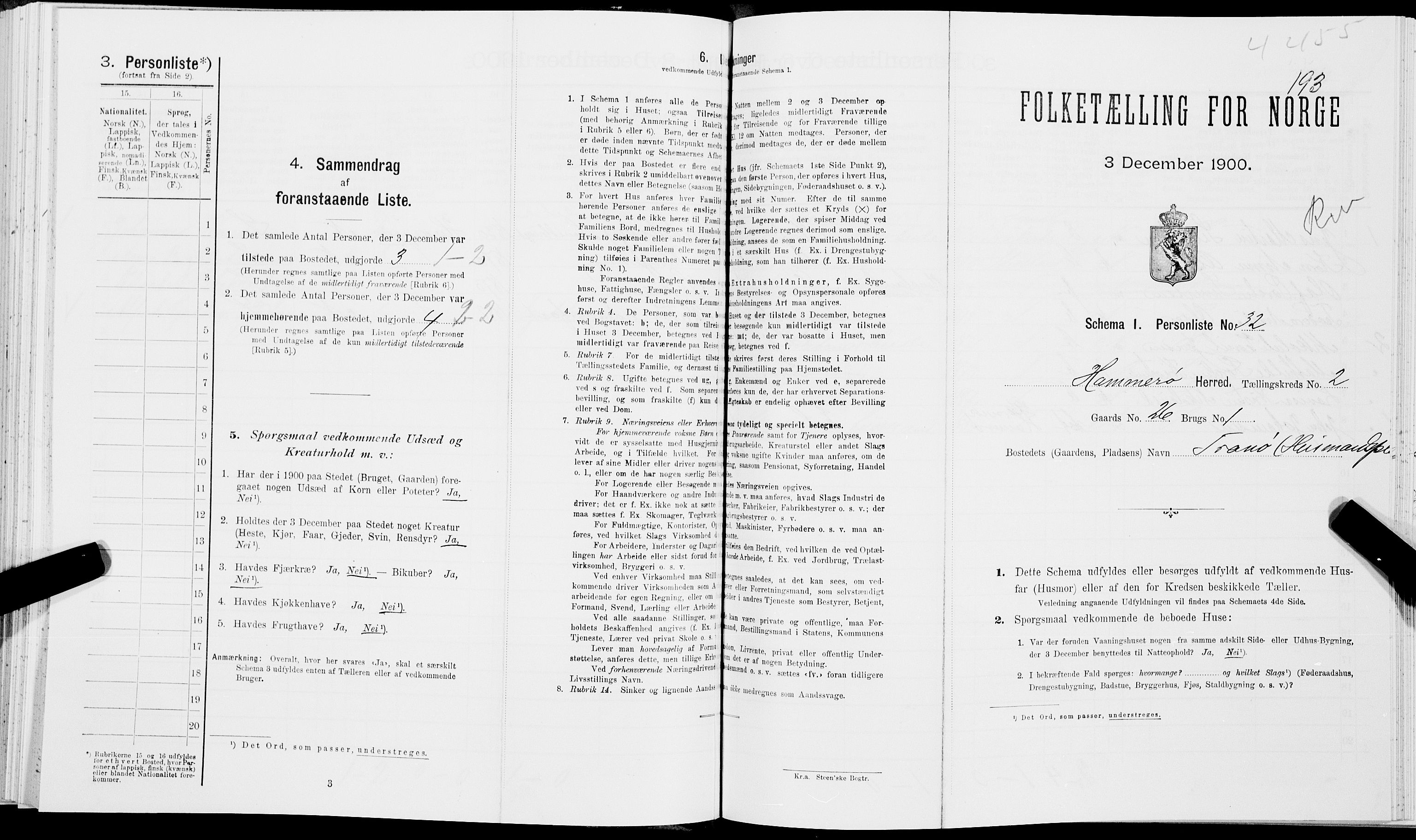 SAT, Folketelling 1900 for 1849 Hamarøy herred, 1900, s. 210