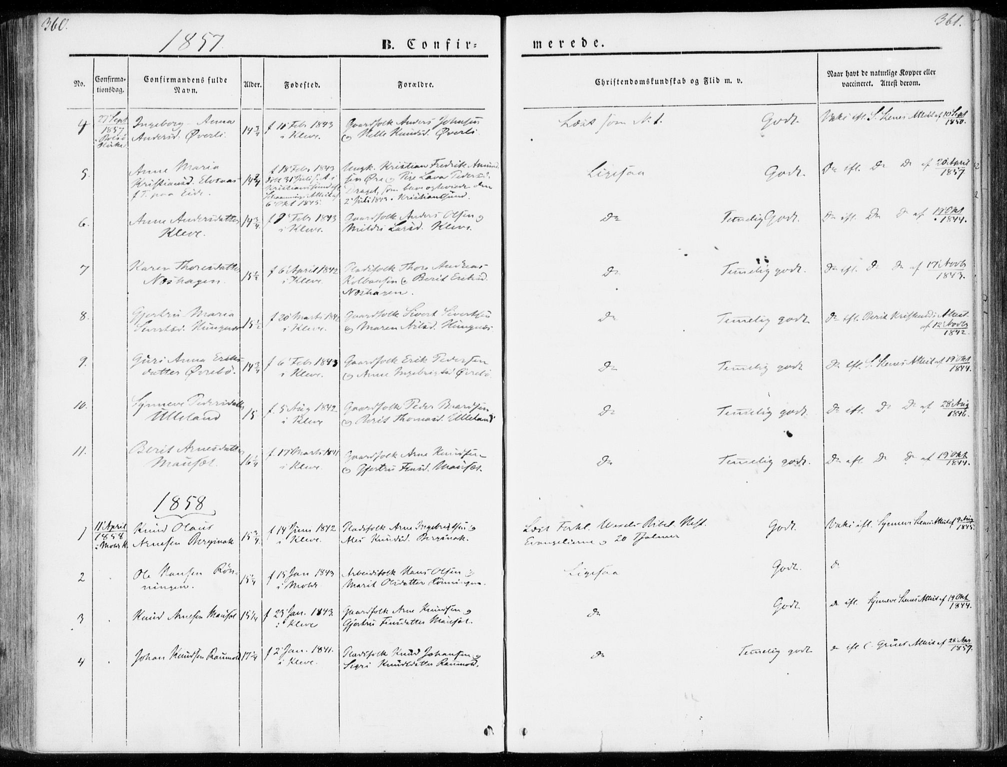 Ministerialprotokoller, klokkerbøker og fødselsregistre - Møre og Romsdal, SAT/A-1454/557/L0680: Ministerialbok nr. 557A02, 1843-1869, s. 360-361