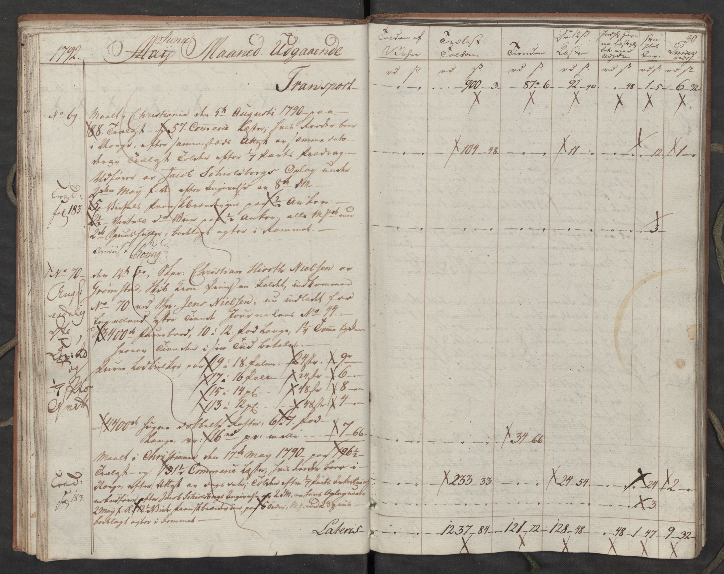 Generaltollkammeret, tollregnskaper, AV/RA-EA-5490/R02/L0110/0001: Tollregnskaper Fredrikstad / Utgående hovedtollbok, 1790-1792, s. 29b-30a