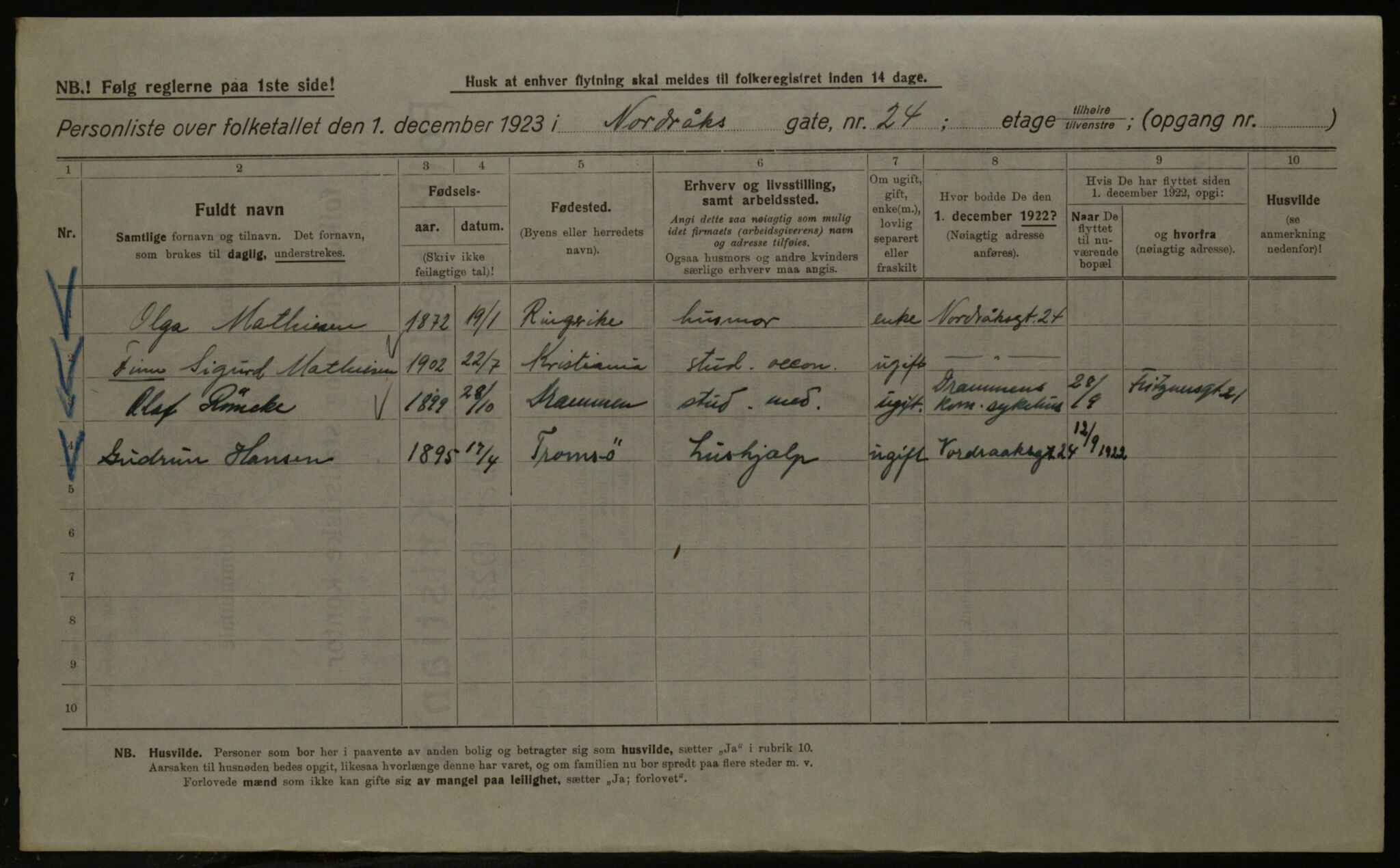 OBA, Kommunal folketelling 1.12.1923 for Kristiania, 1923, s. 80701