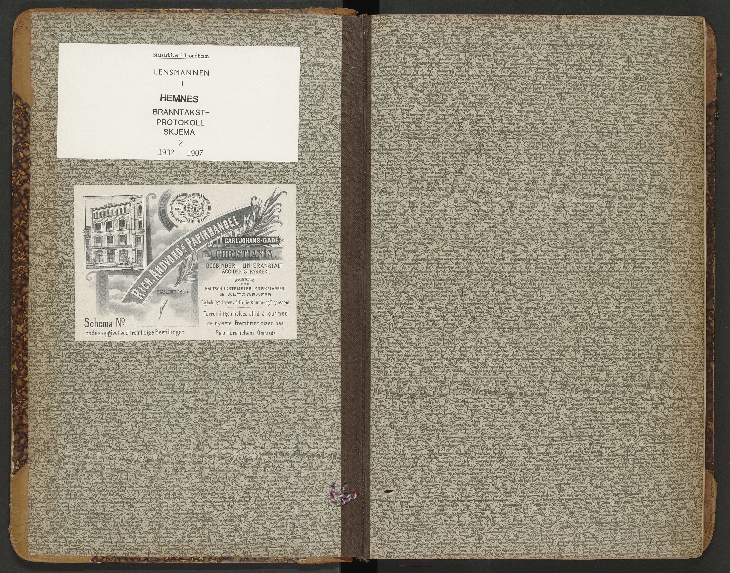 Norges Brannkasse Hemnes, AV/SAT-A-5576/Fb/L0002: Branntakstprotokoll, 1902-1907