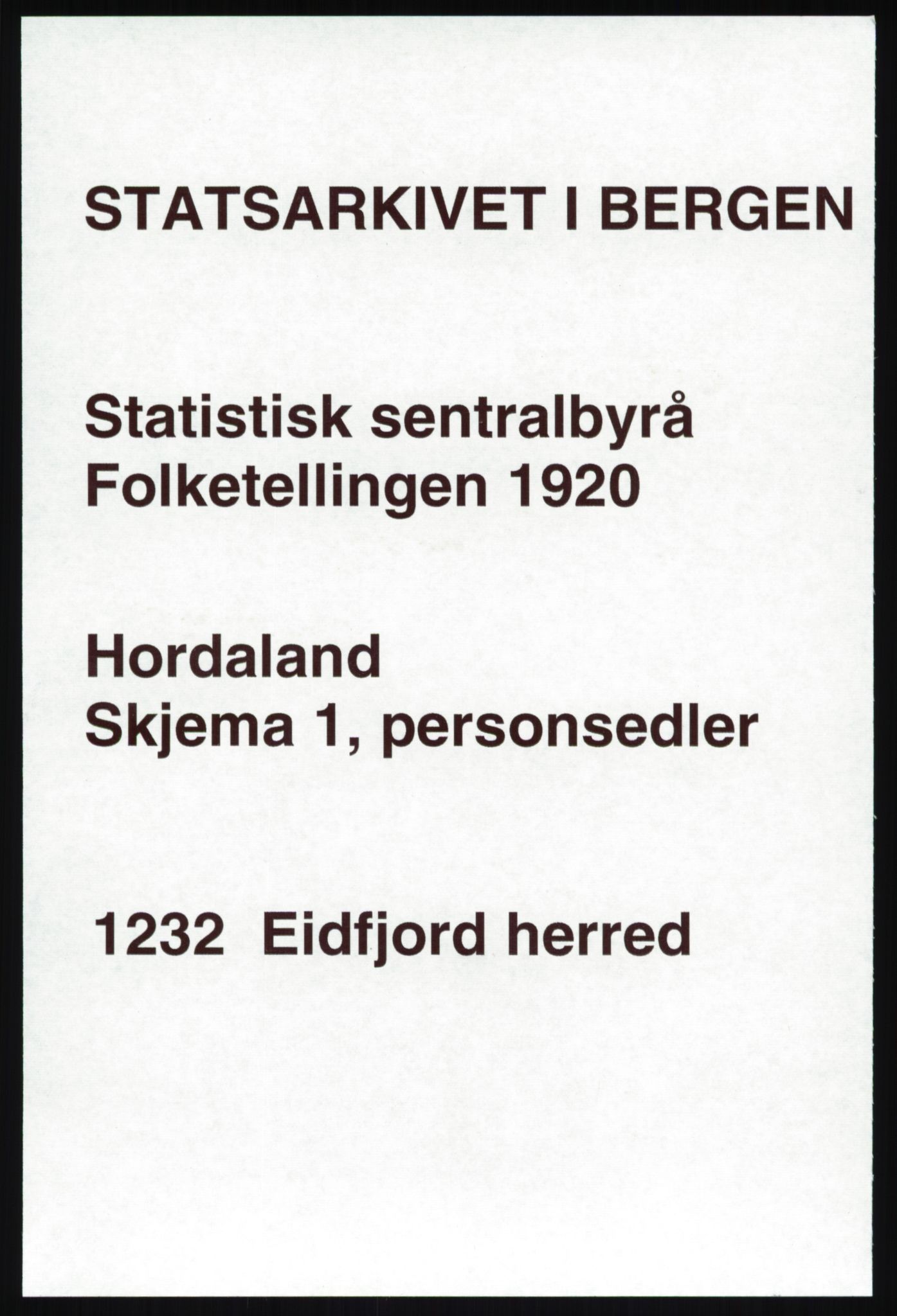 SAB, Folketelling 1920 for 1232 Eidfjord herred, 1920, s. 454