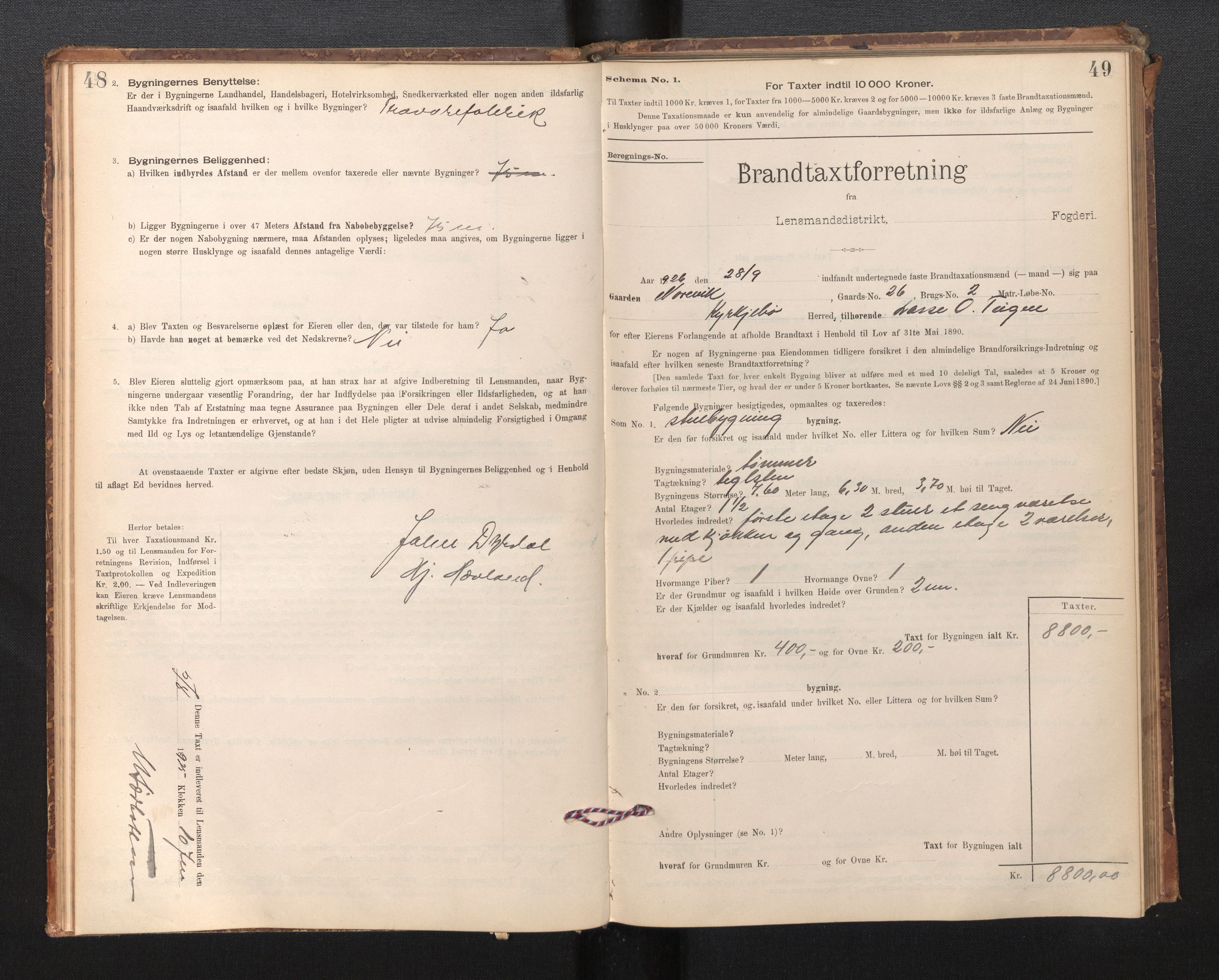 Lensmannen i Kyrkjebø, SAB/A-29001/0012/L0006: Branntakstprotokoll, skjematakst, 1900-1939, s. 48-49