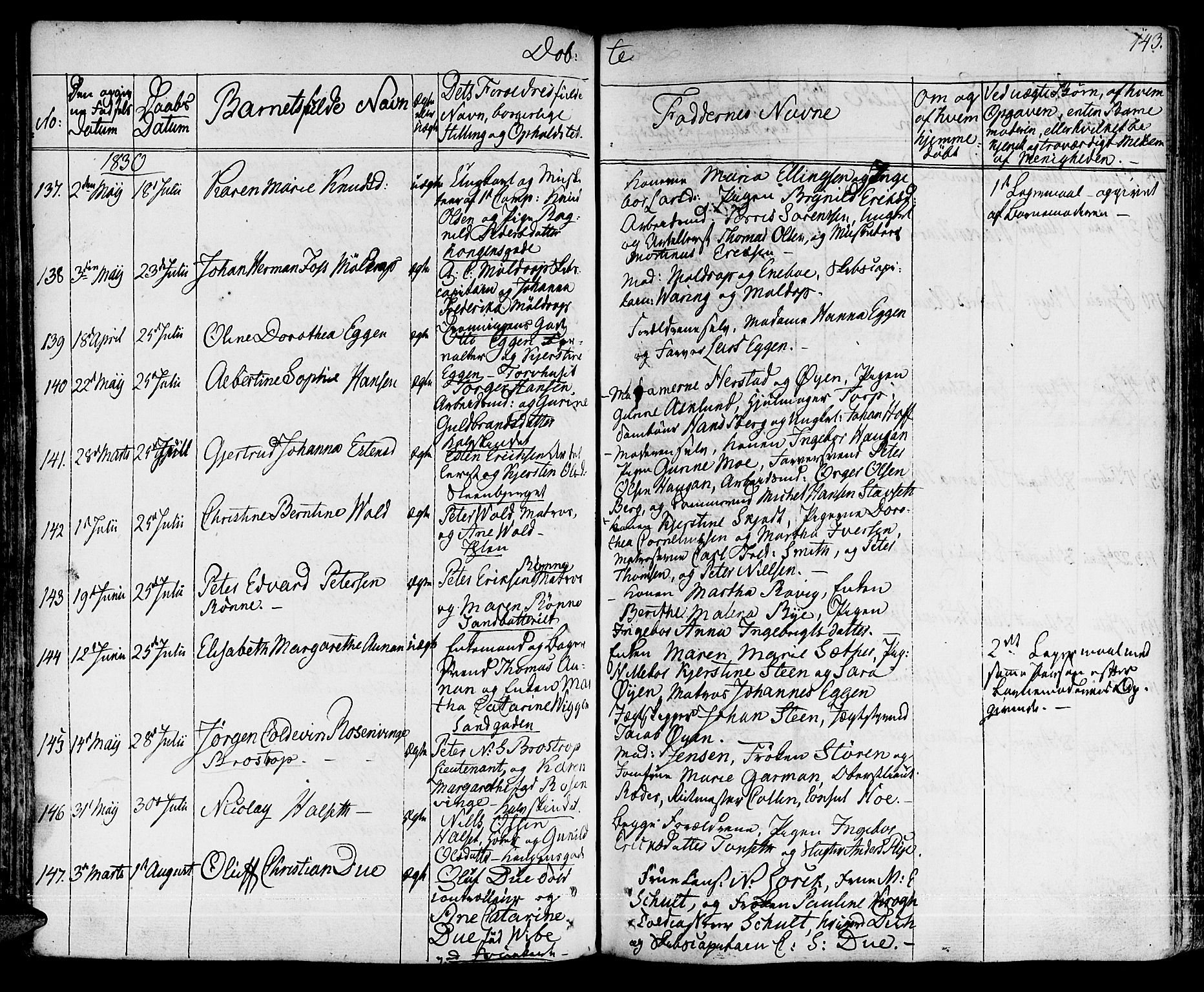 Ministerialprotokoller, klokkerbøker og fødselsregistre - Sør-Trøndelag, SAT/A-1456/601/L0045: Ministerialbok nr. 601A13, 1821-1831, s. 143