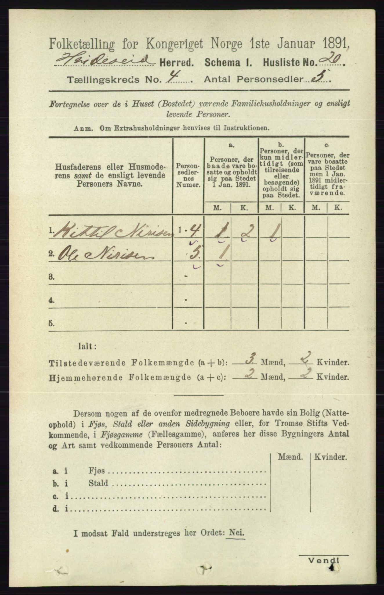 RA, Folketelling 1891 for 0829 Kviteseid herred, 1891, s. 724