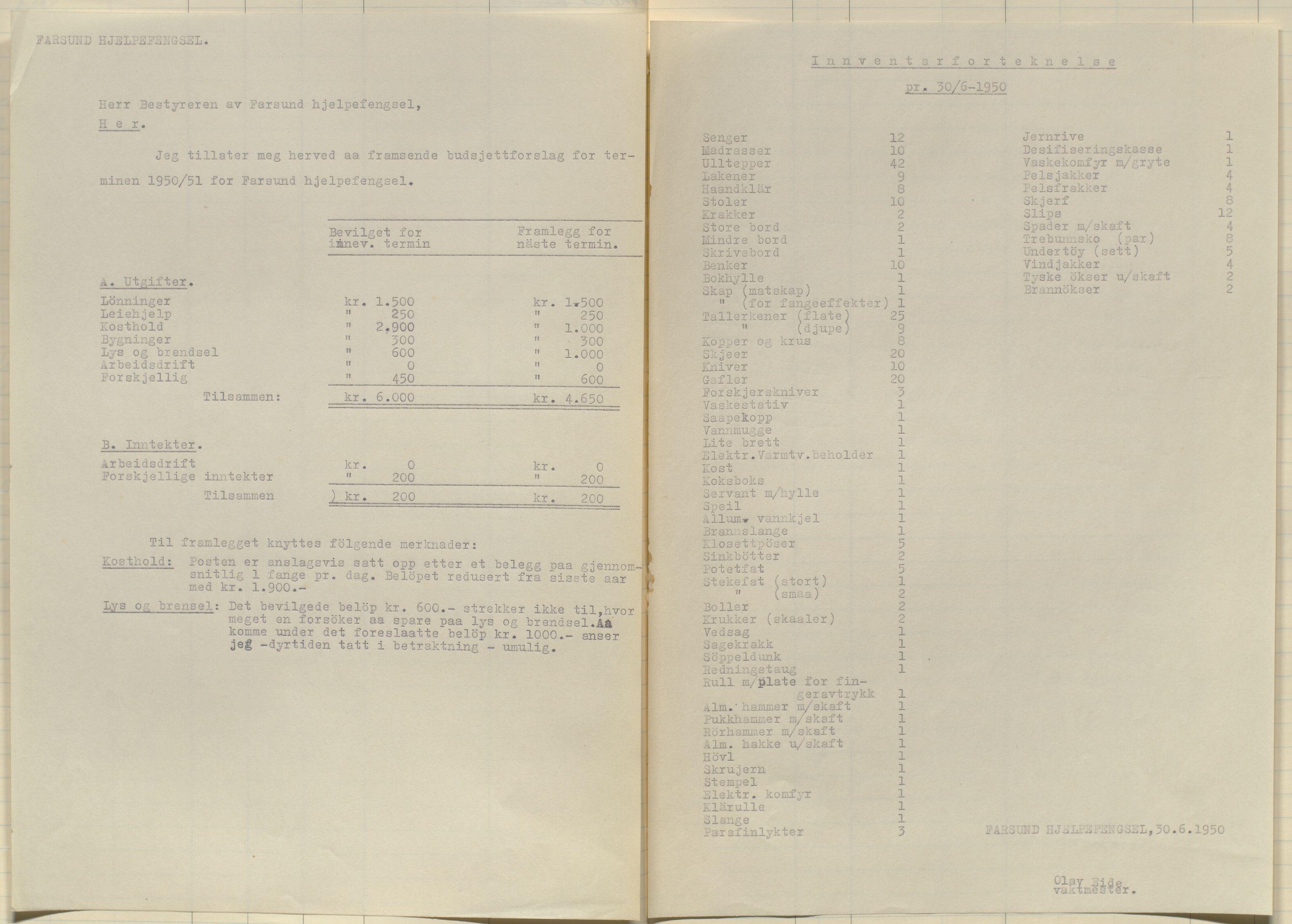 Farsund hjelpefengsel, AV/SAK-1251-0004/G/Ga/L0003: Varetektsfanger nr 3, 1943-1955