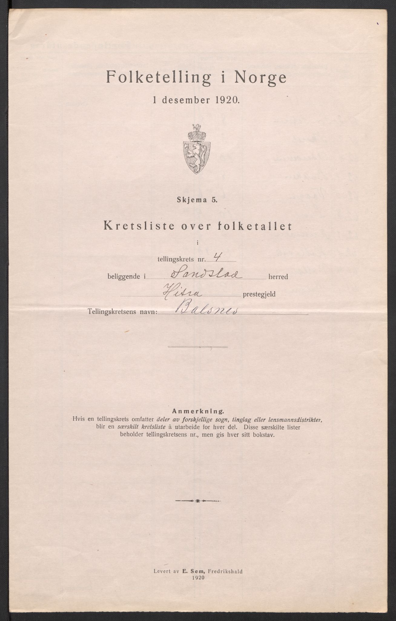 SAT, Folketelling 1920 for 1615 Sandstad herred, 1920, s. 15