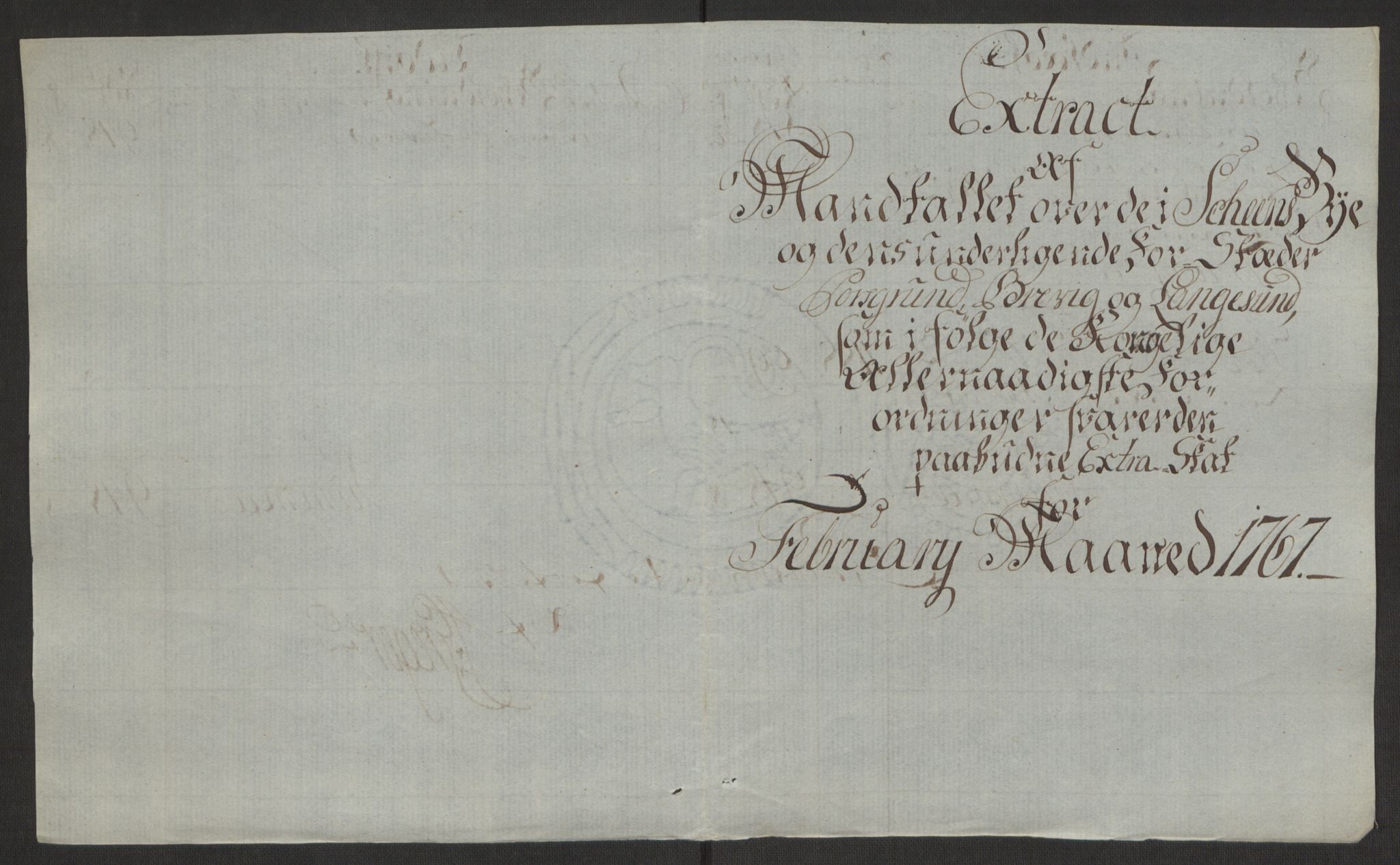 Rentekammeret inntil 1814, Reviderte regnskaper, Byregnskaper, AV/RA-EA-4066/R/Rj/L0198/0001: [J4] Kontribusjonsregnskap / Ekstraskatt, 1762-1768, s. 436